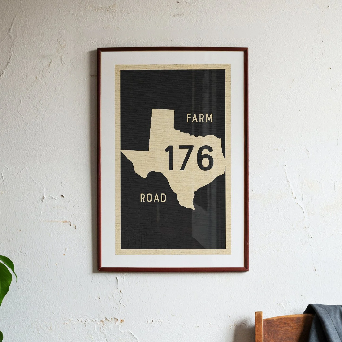 TX Farm Road Print - Rustic Textile Poster