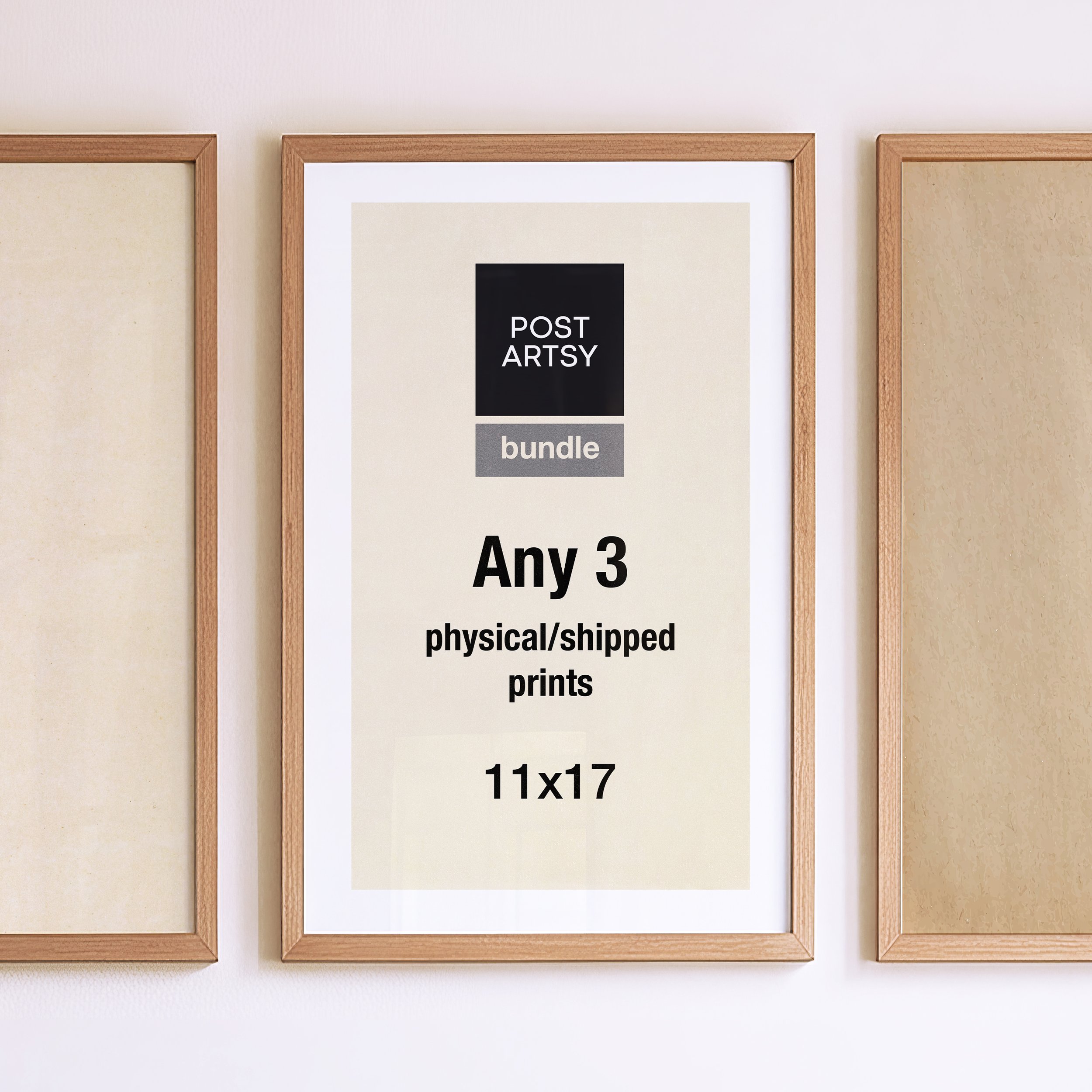 PostArtsy Bundle - Any 3 Prints, Physical Shipped | Choose Your Art, Size 11x17