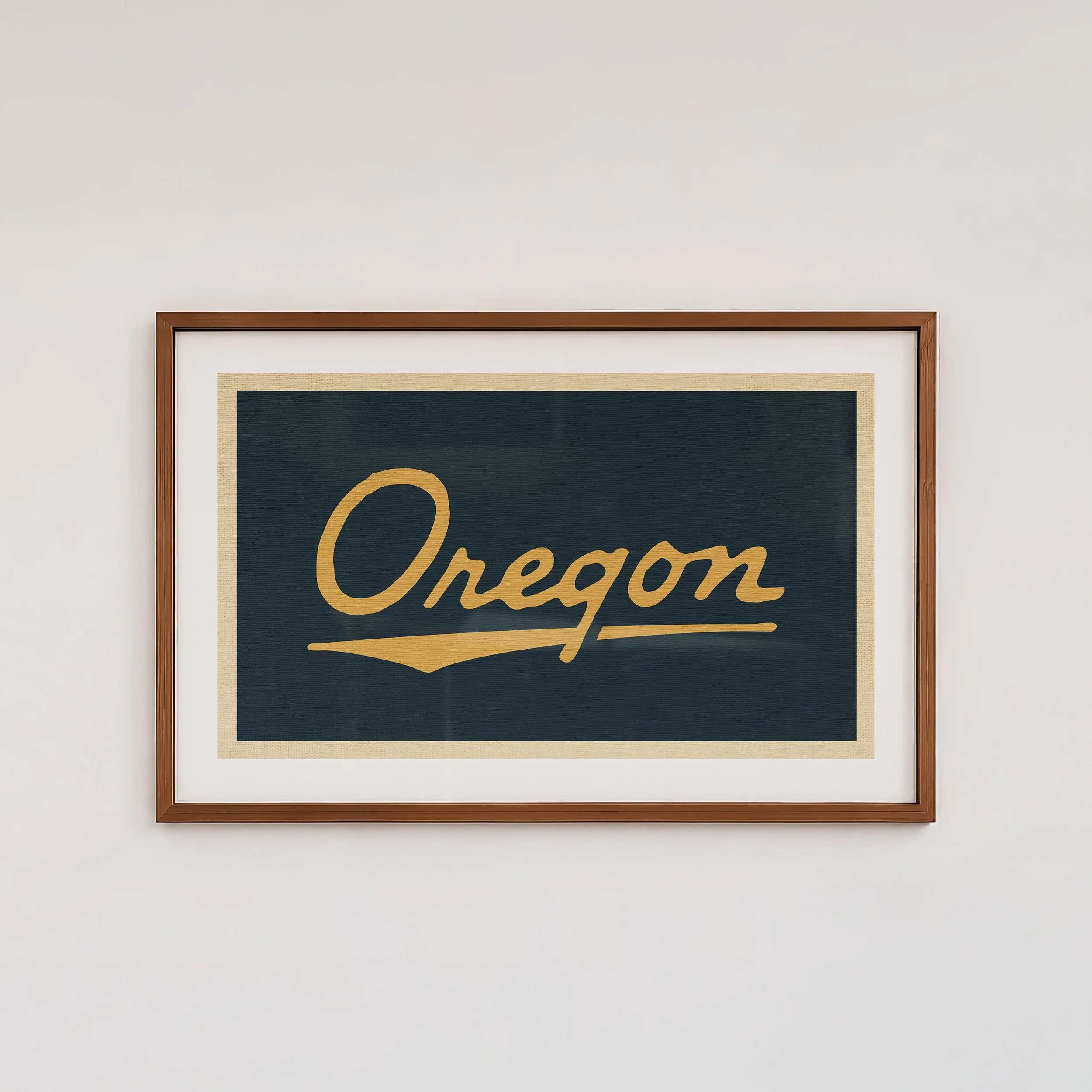 Oregon Script Print - Rustic Pennant Style Poster