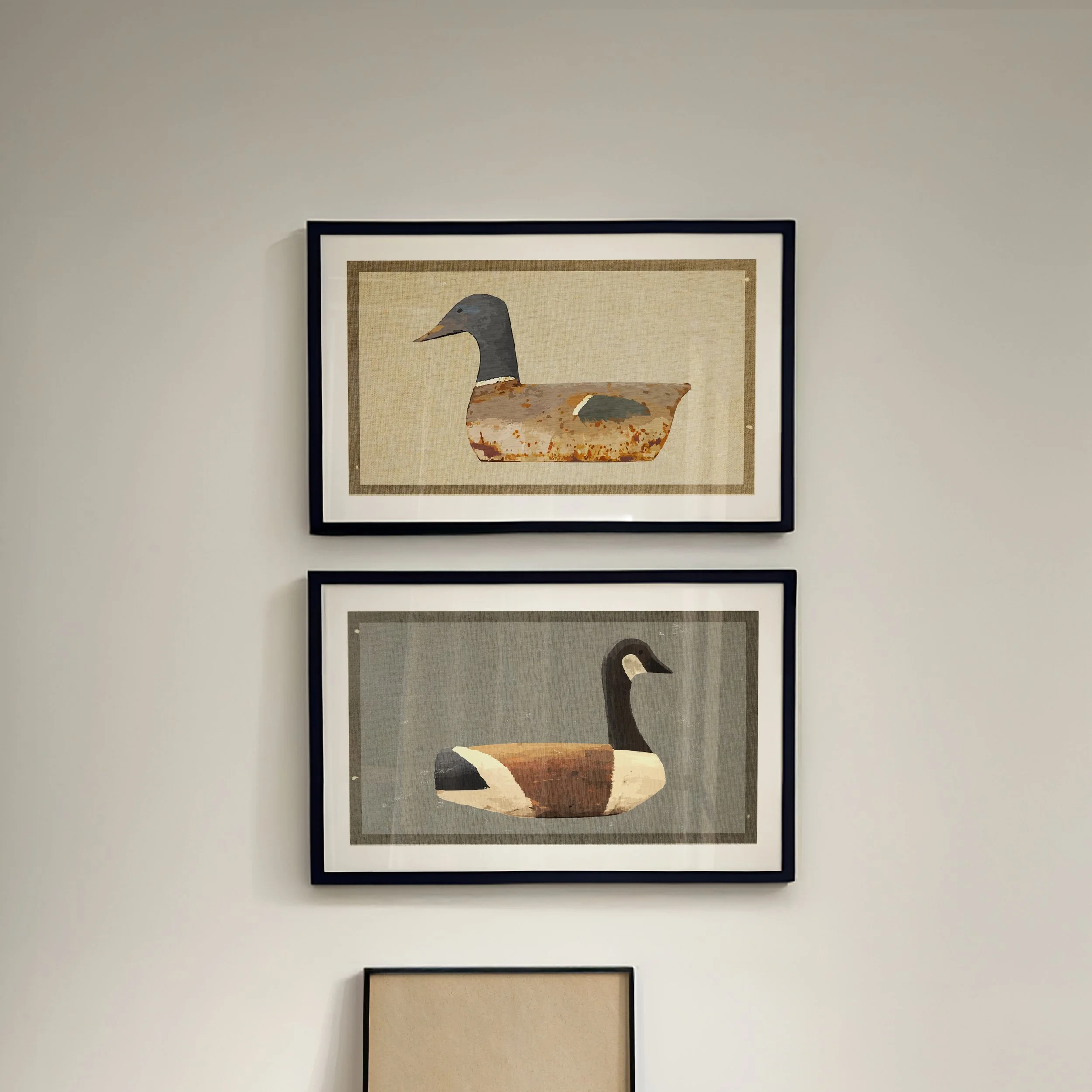 Rustic Waterfowl Prints: Retro Outdoorsy Art , Set of 2