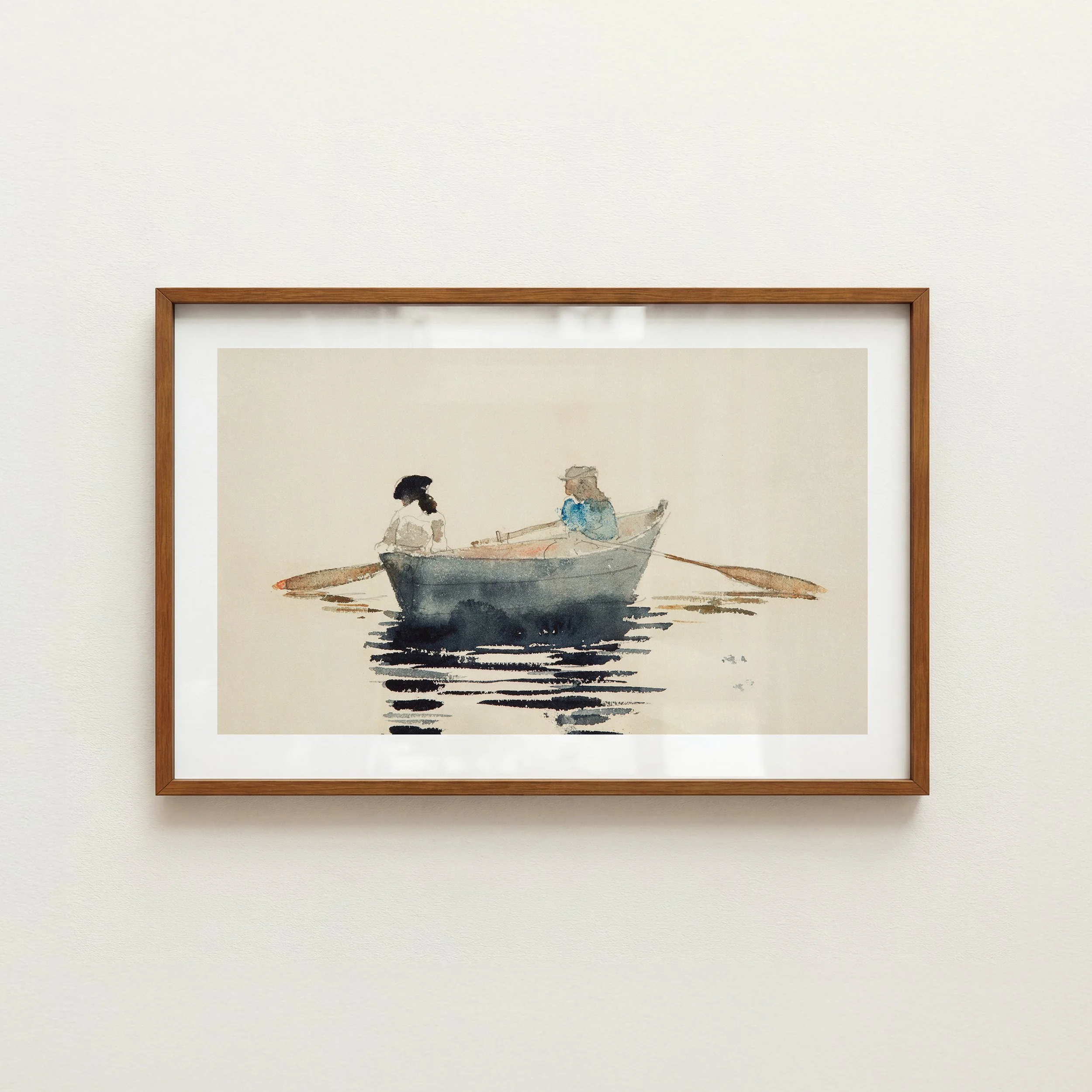 Girls Rowboat Print - Retro Lake House Poster