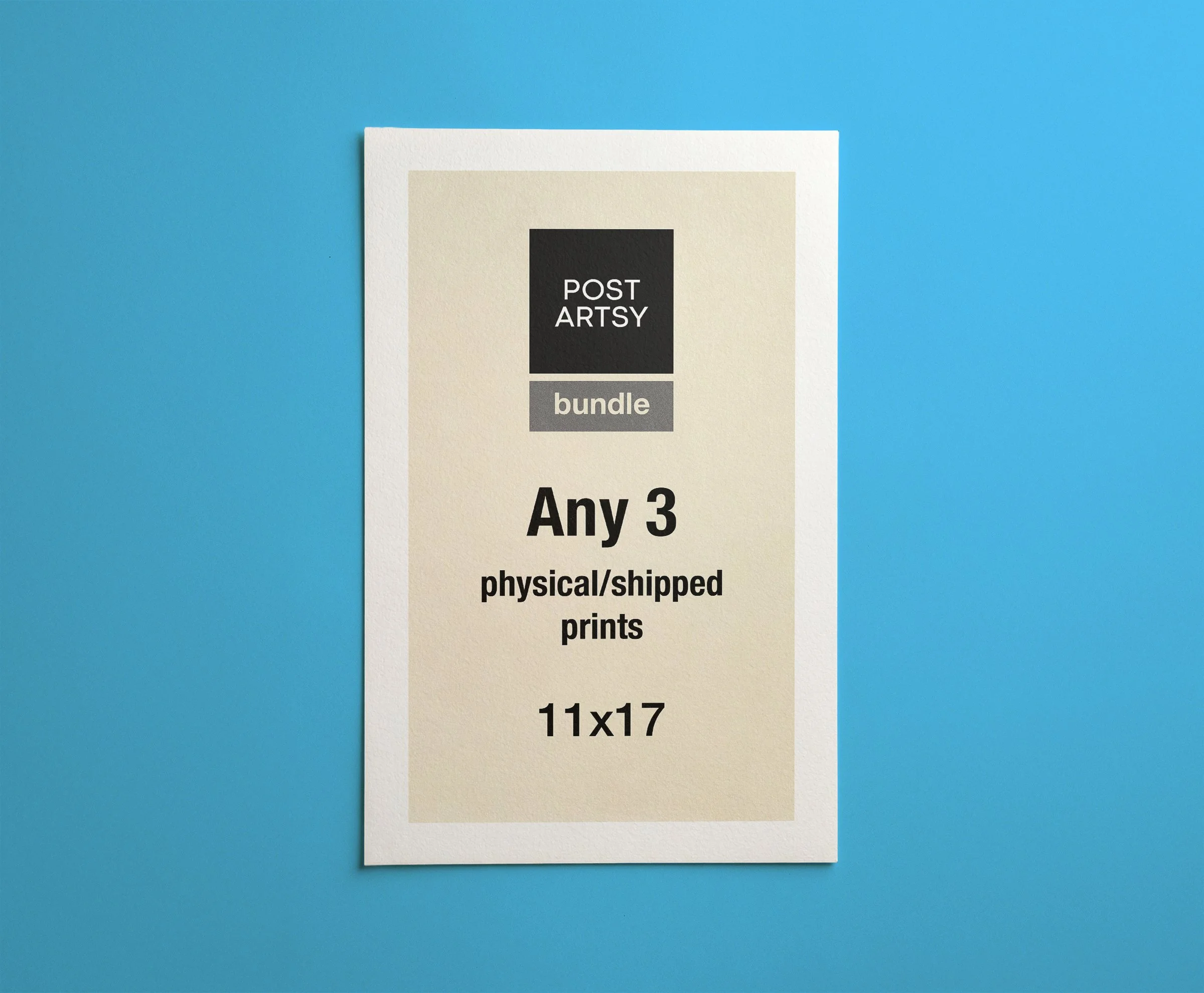 PostArtsy Bundle - Any 3 Prints, Physical Shipped - Choose Your Art, Size 11x17