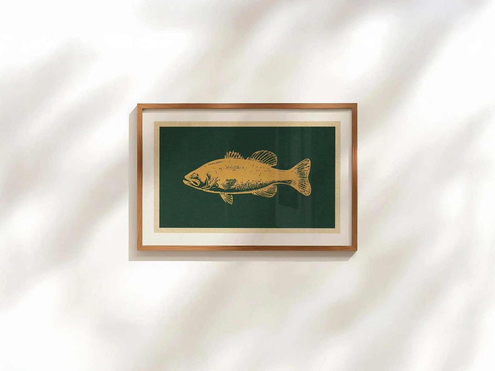 Rustic Bass Print: Retro Fishing Art for Lake House