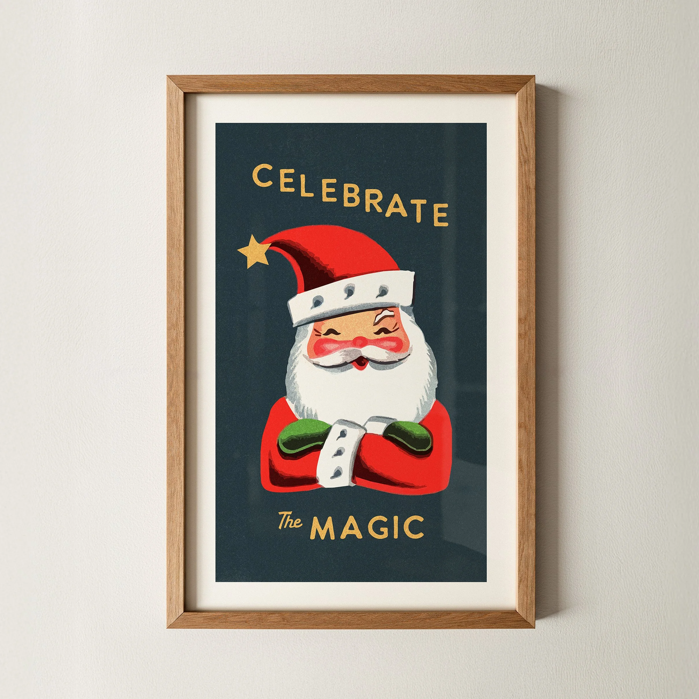 Magic Santa Christmas Print - Retro Holiday Poster