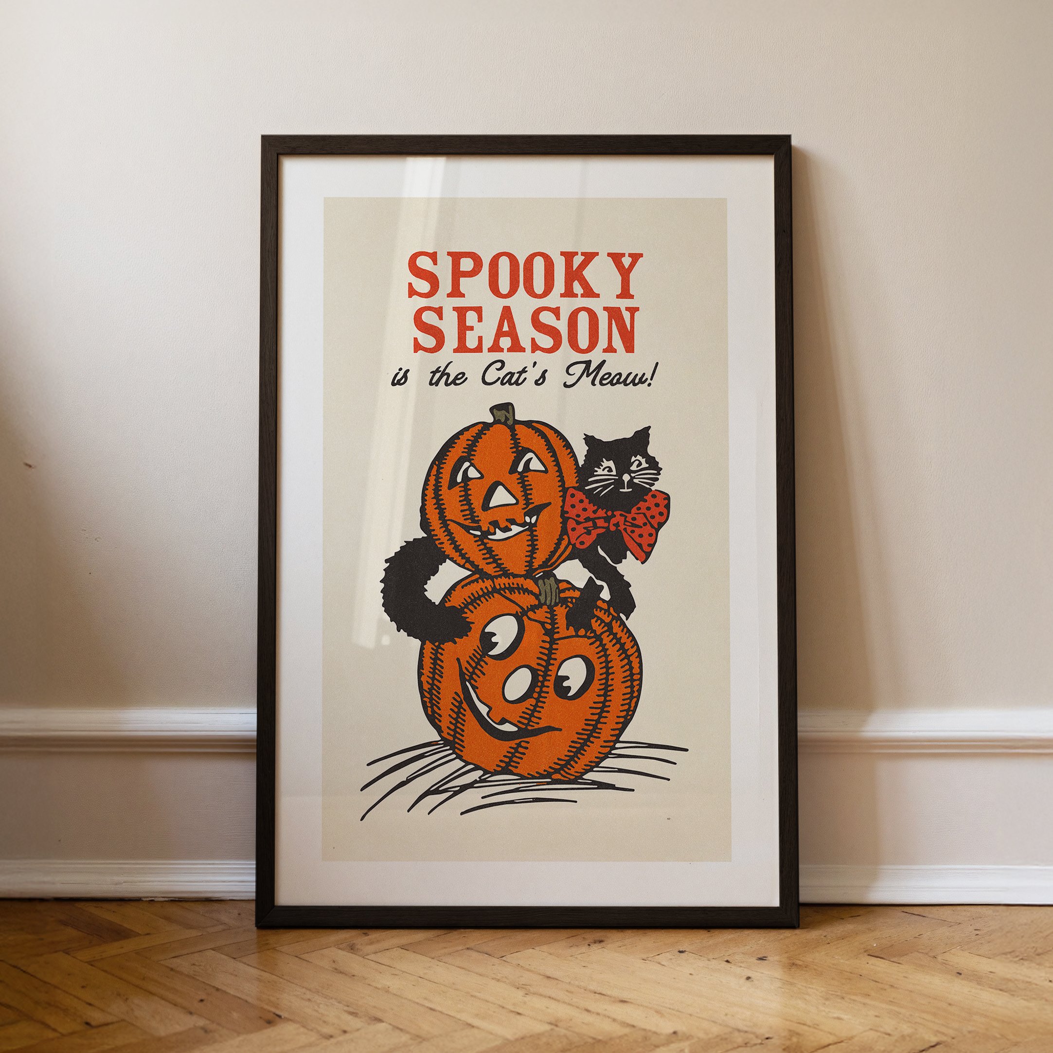 Cat's Meow Poster - Retro Halloween Print