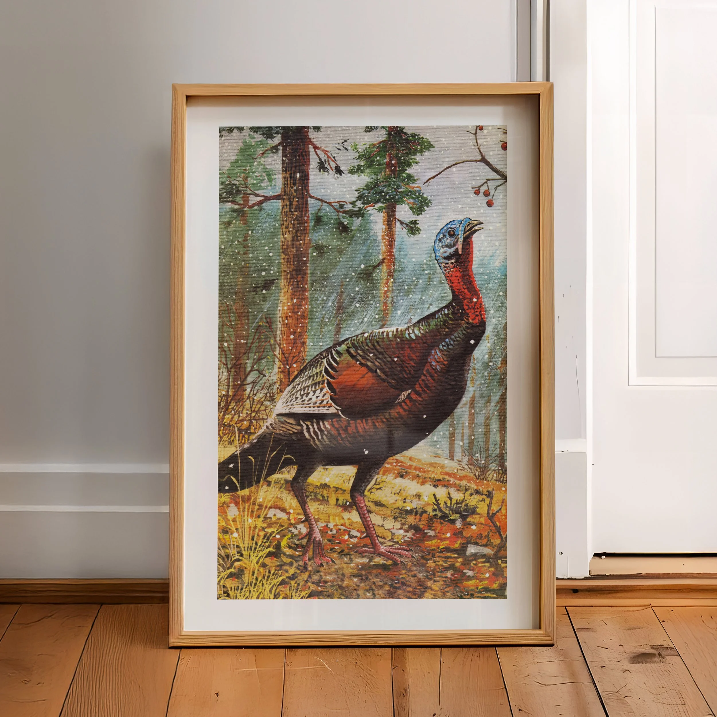 Old Time Turkey Print - Rustic Textile Poster