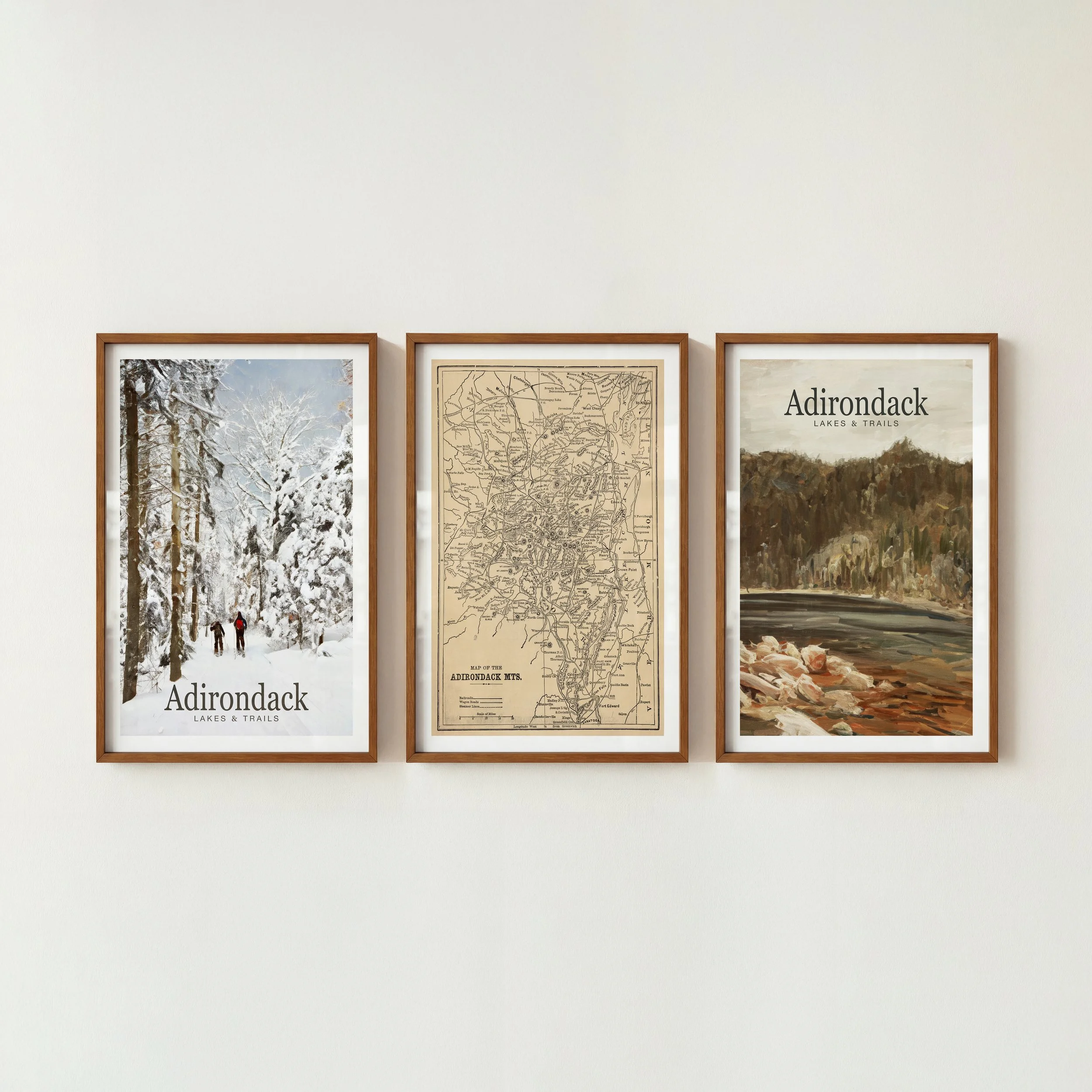 Adirondack Art Prints - Retro Lake House Posters, Set of 3