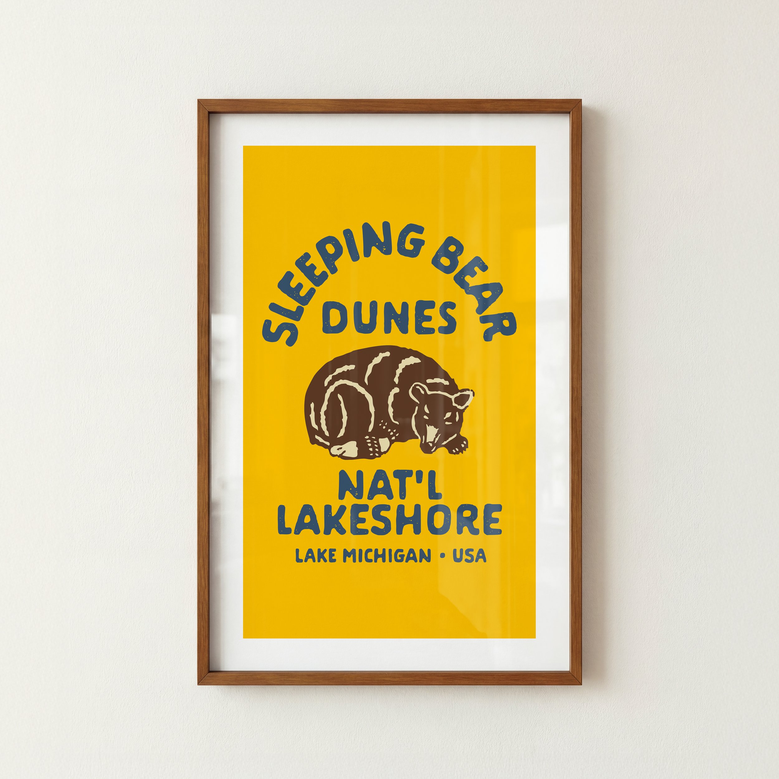Sleeping Bear Dunes Print - Retro State Travel Poster