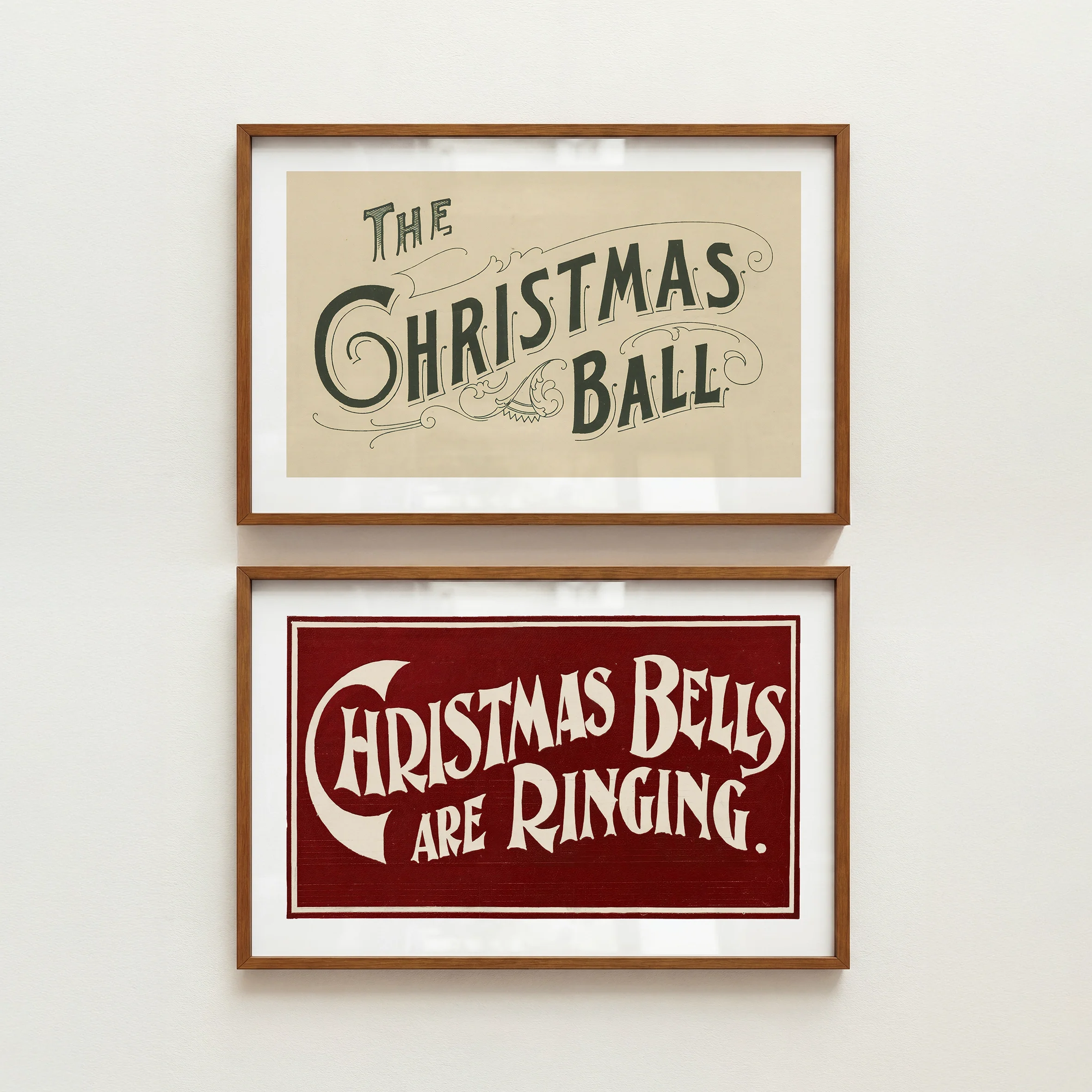 Christmas Joy Prints - Vintage Style Holiday Posters, Set of 2