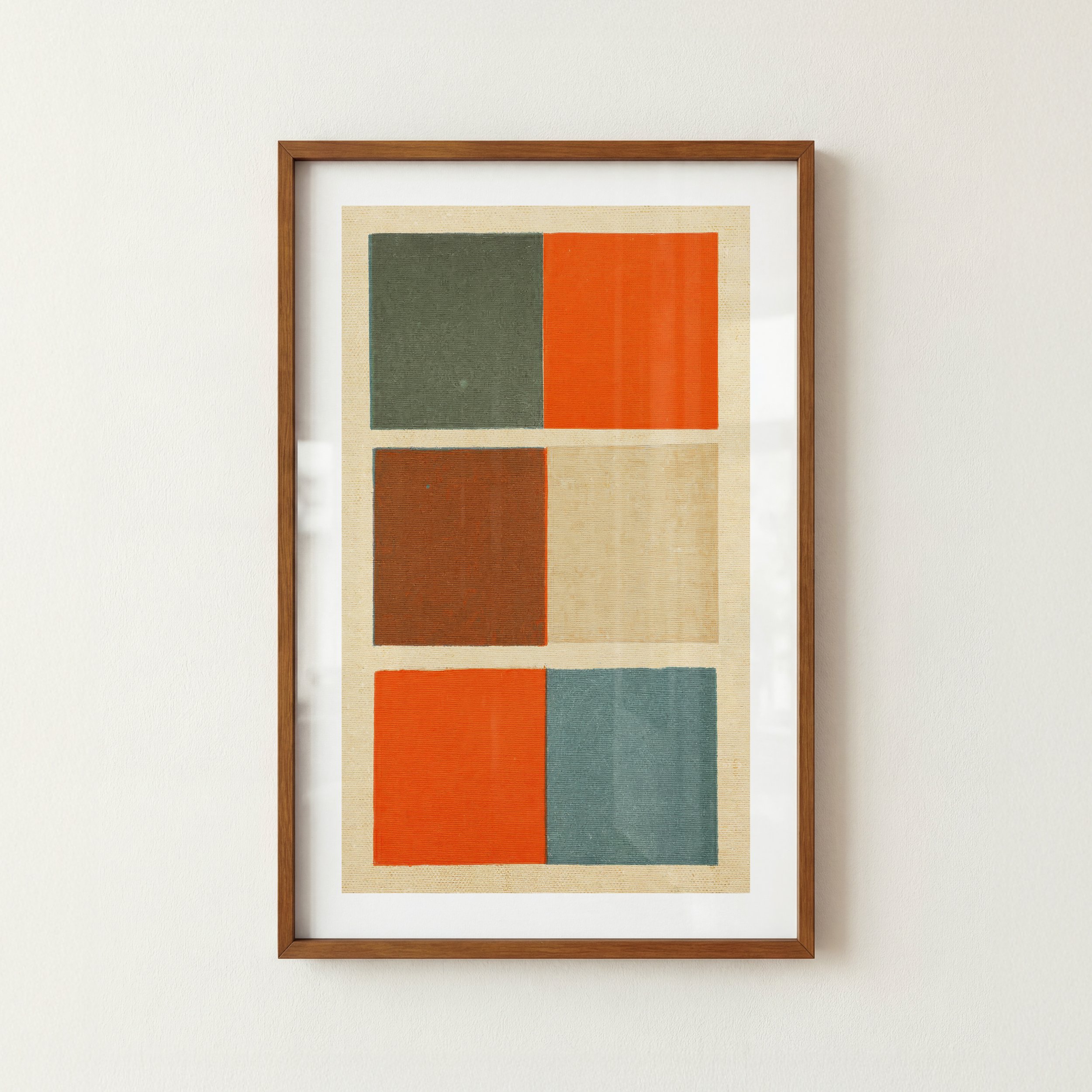 Sections Color Block Print - Rustic Textile Poster