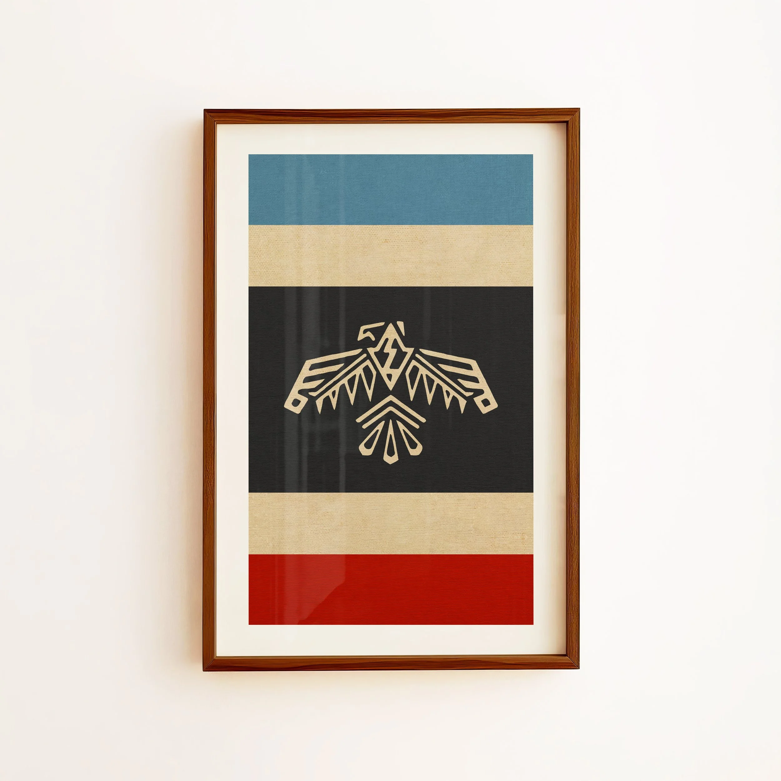 American Thunderbird Print - Rustic Textile Poster