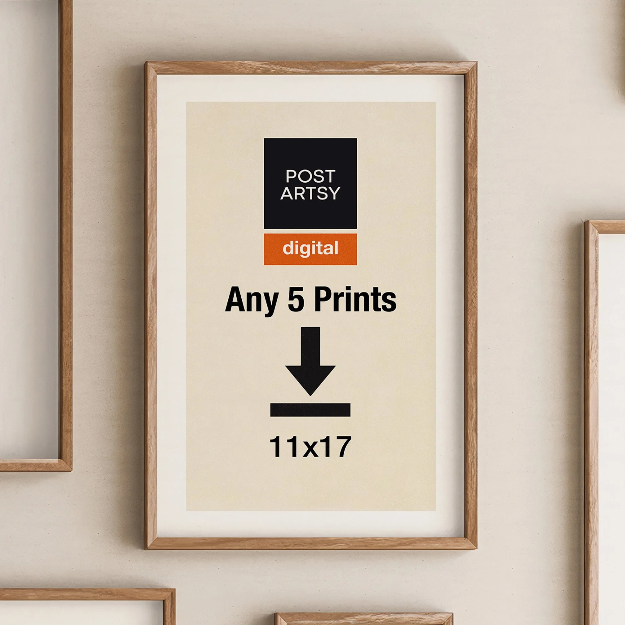 PostArtsy Digital - Any 5 Prints Digital Download | Choose Your Art, Size 11x17