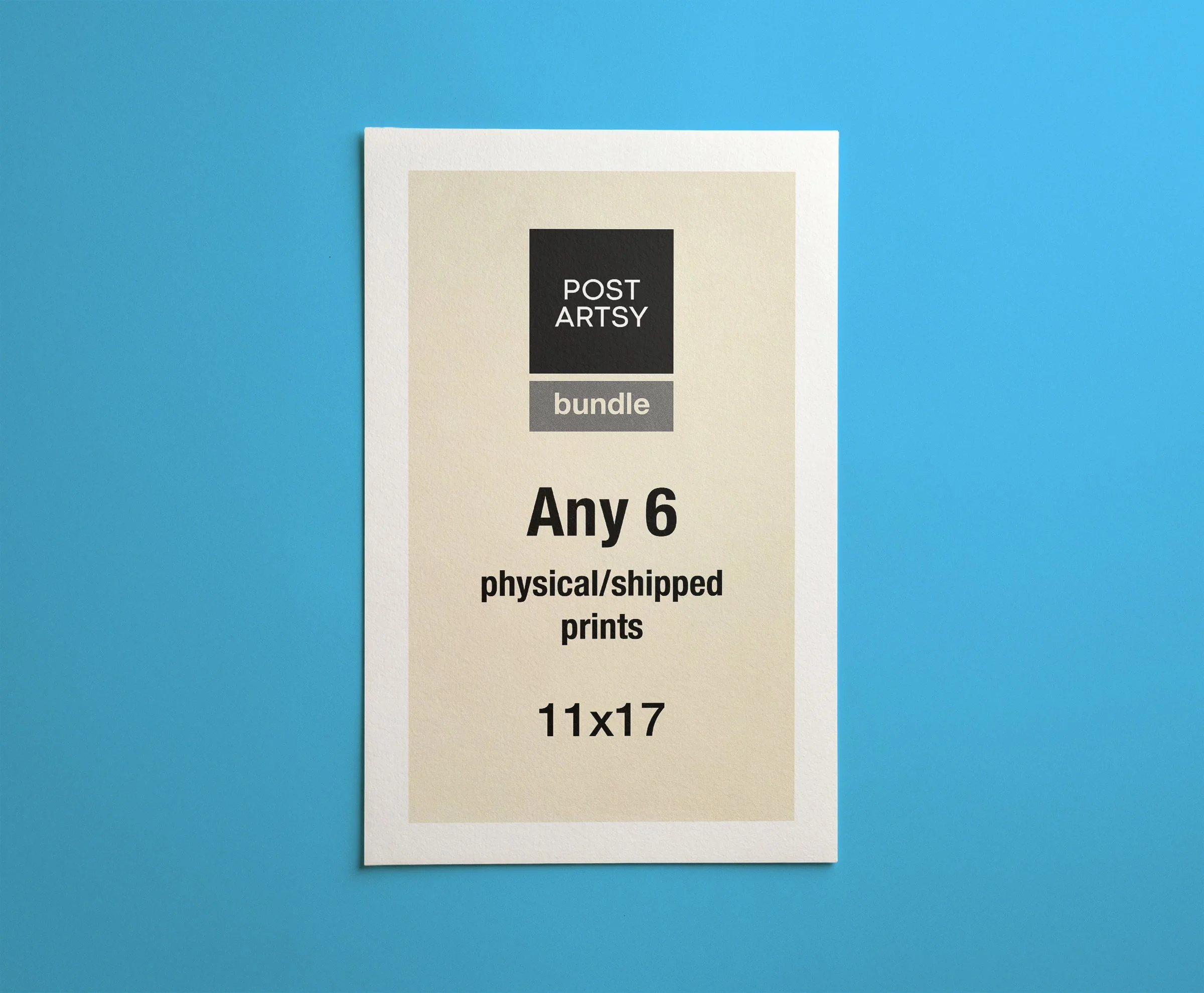 PostArtsy Bundle - Any 6 Prints, Physical Shipped - Choose Your Art, Size 11x17