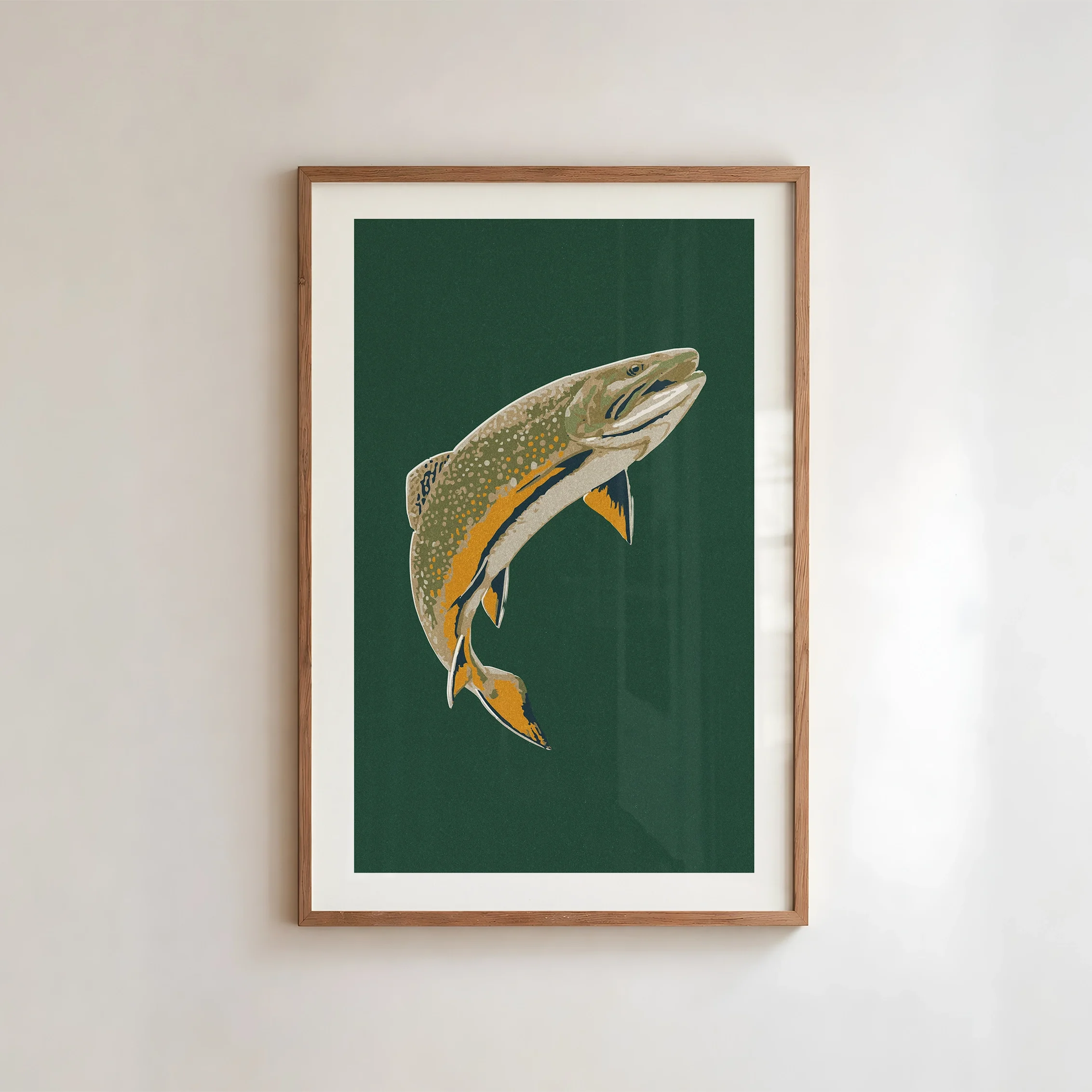 Jump Fish Graphic Print - Retro Leaping Trout Poster