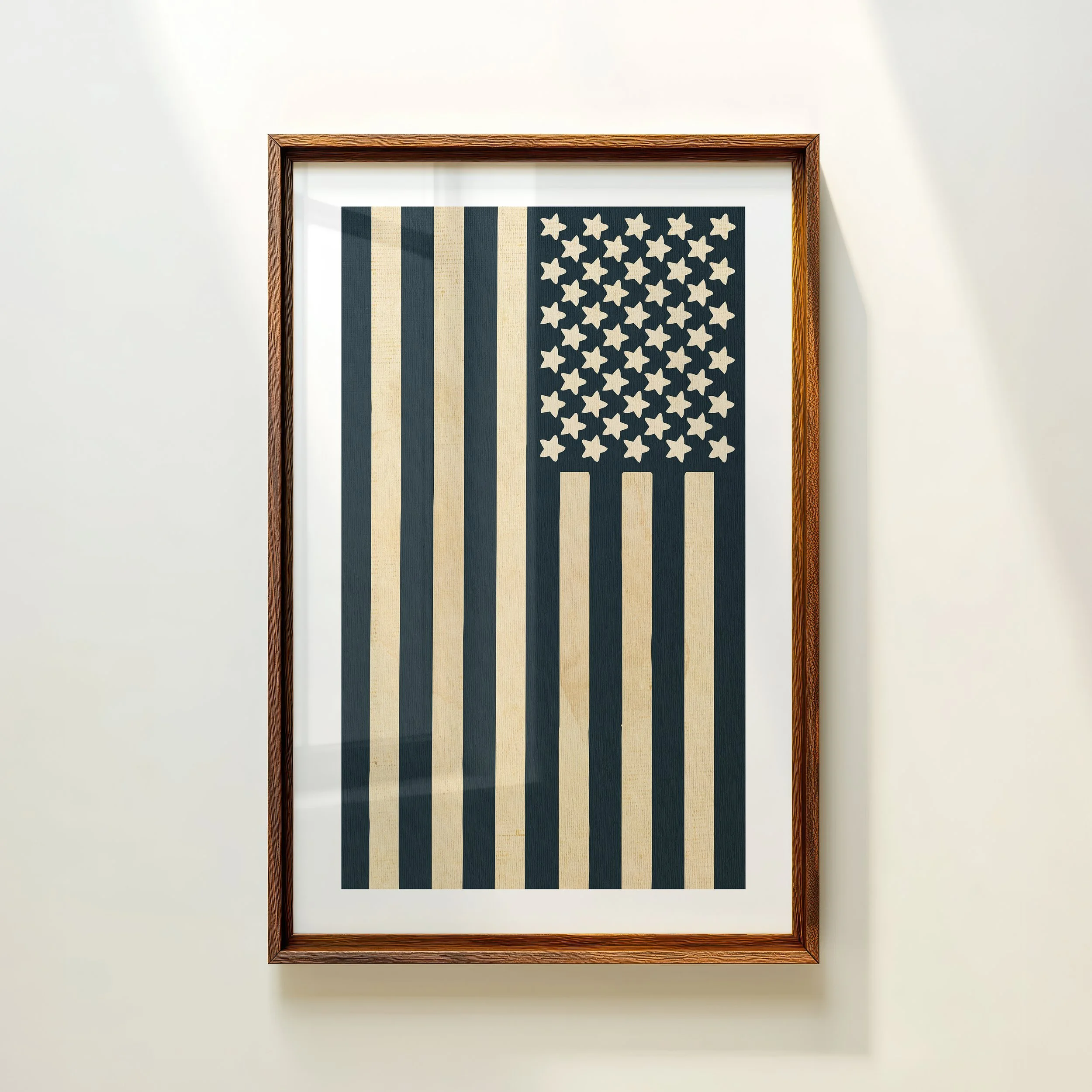 Weathered US Flag Print - Rustic Pennant Style Poster