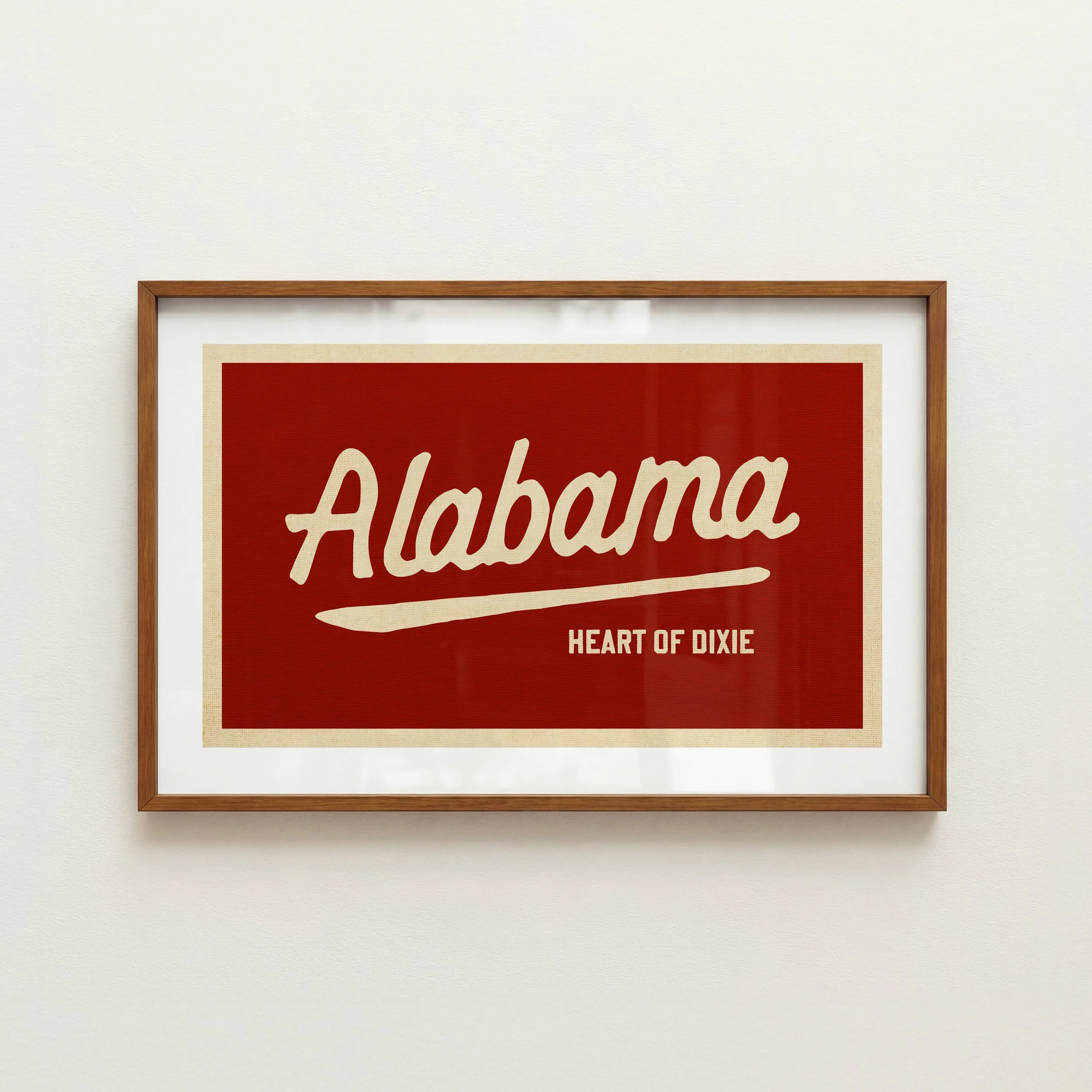Alabama Heart Print - Rustic Pennant Style Poster