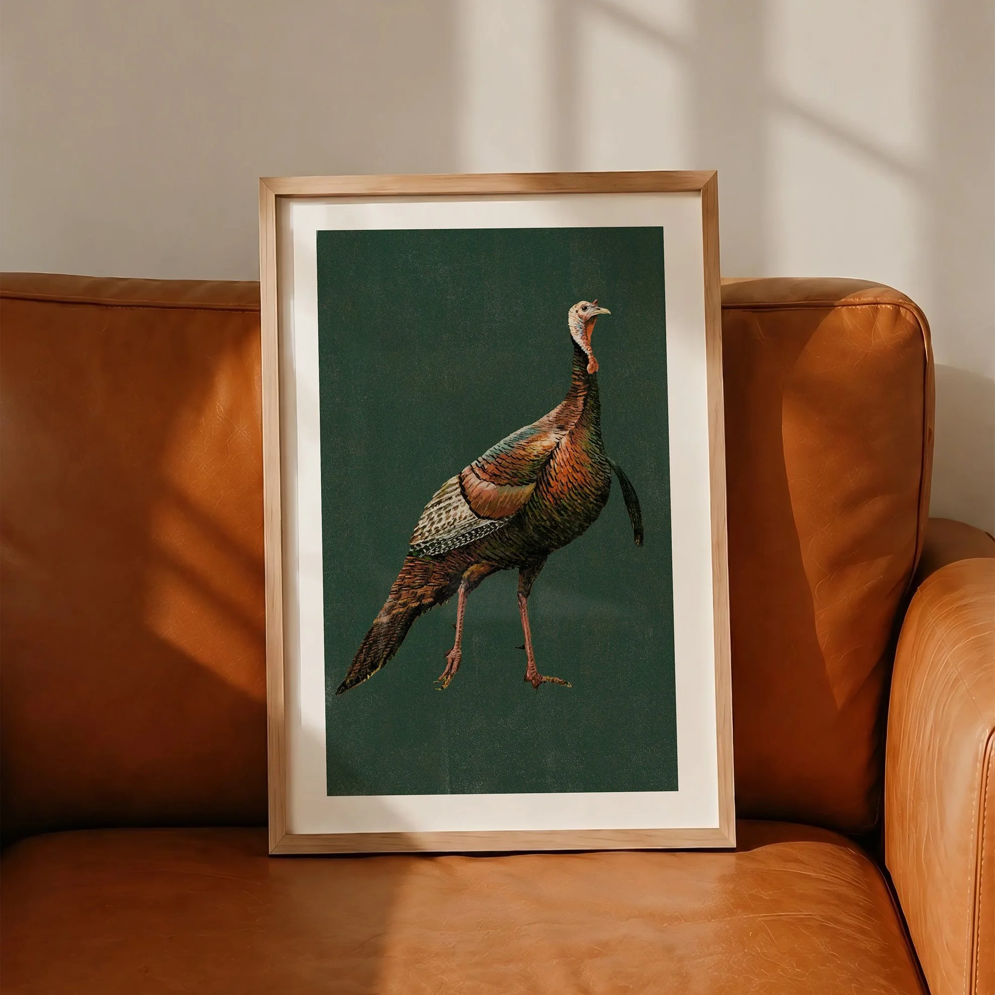 Retro Colorful Turkey Print - Rustic Wildlife Poster