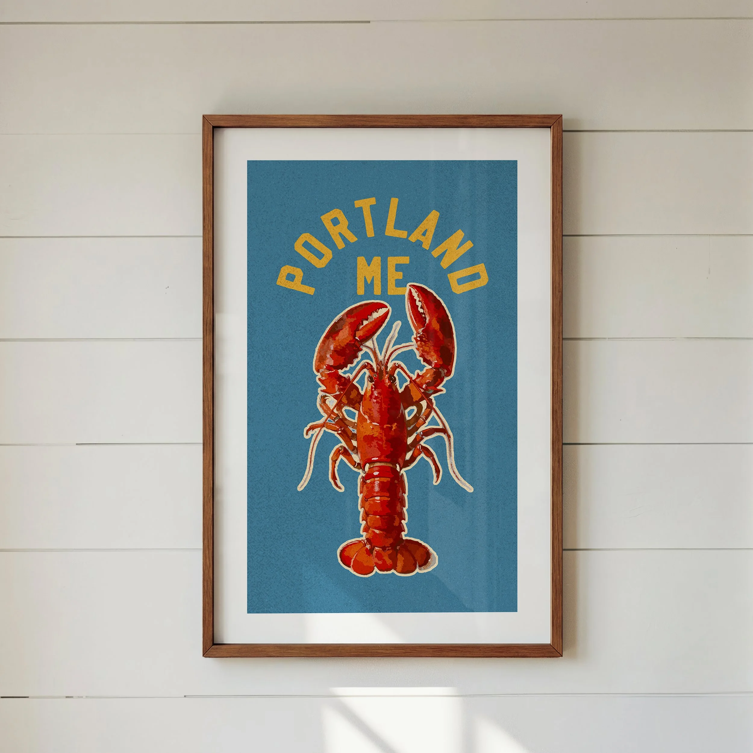 Portland Lobster Print - Retro Maine Travel Poster