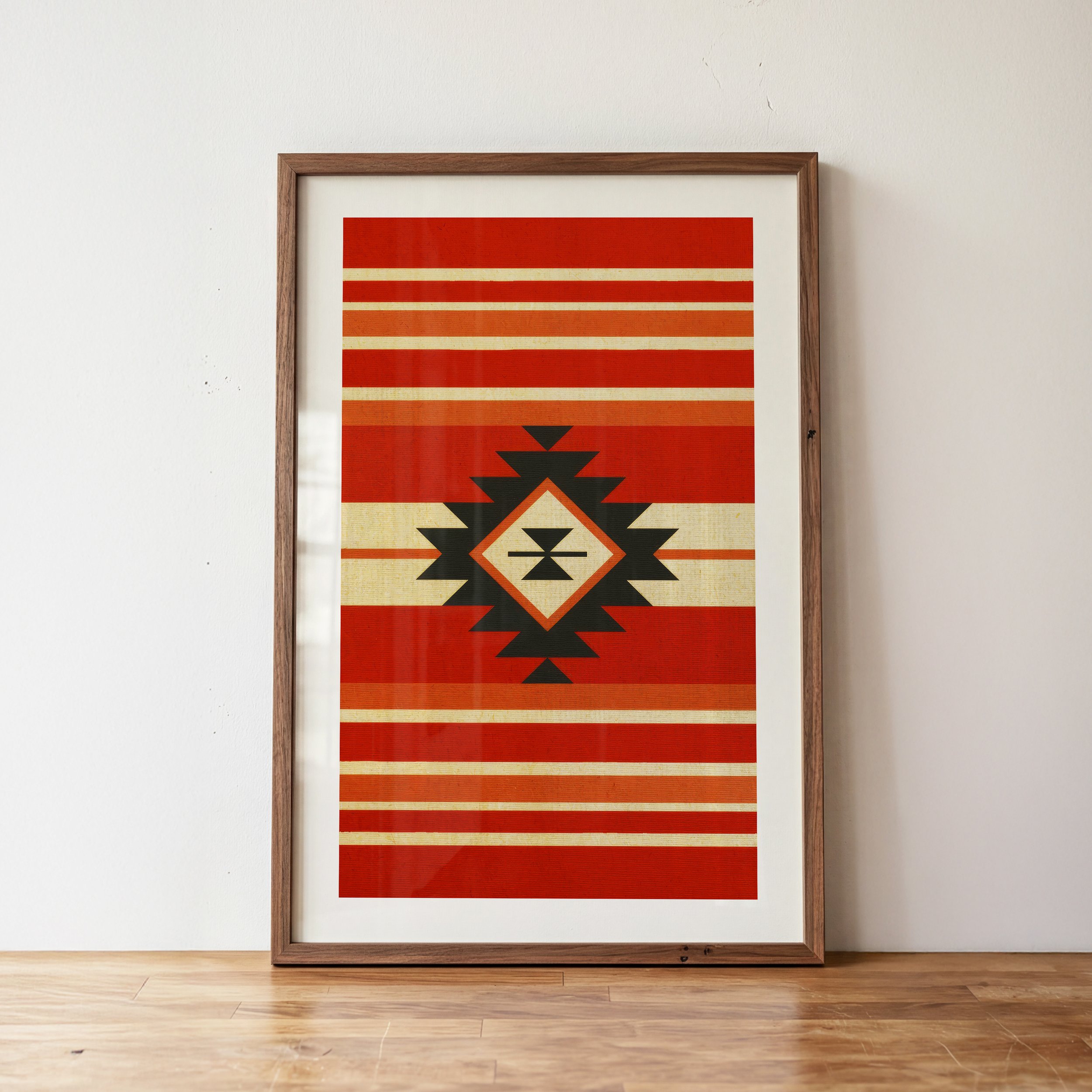Aztec Diamond Print - Rustic Textile Poster