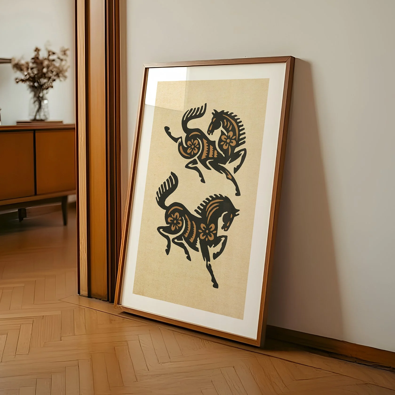 Galloping Horses Print - Retro Lake House Poster