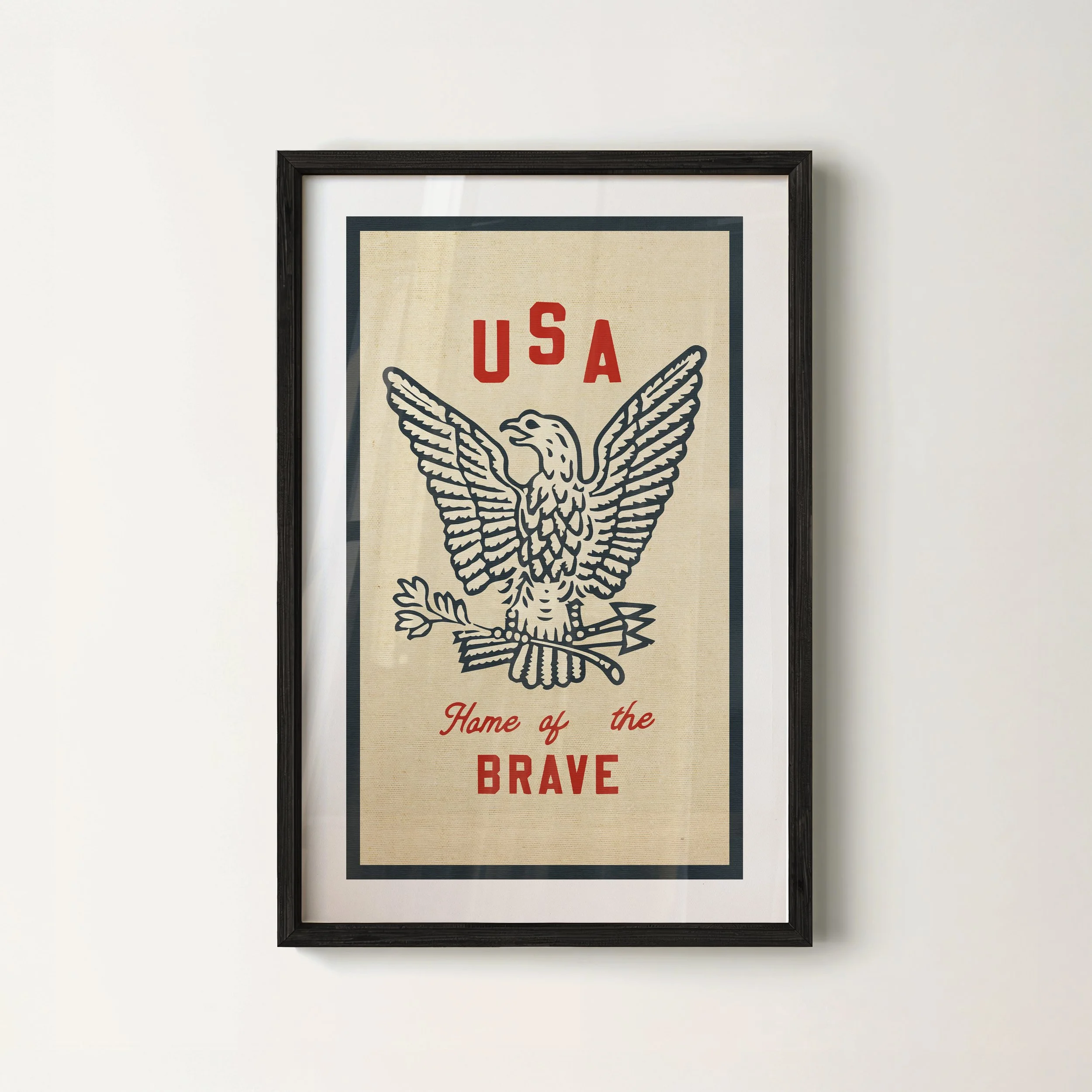 Rustic Home of the Brave Print - Retro Patriotic Wall Decor