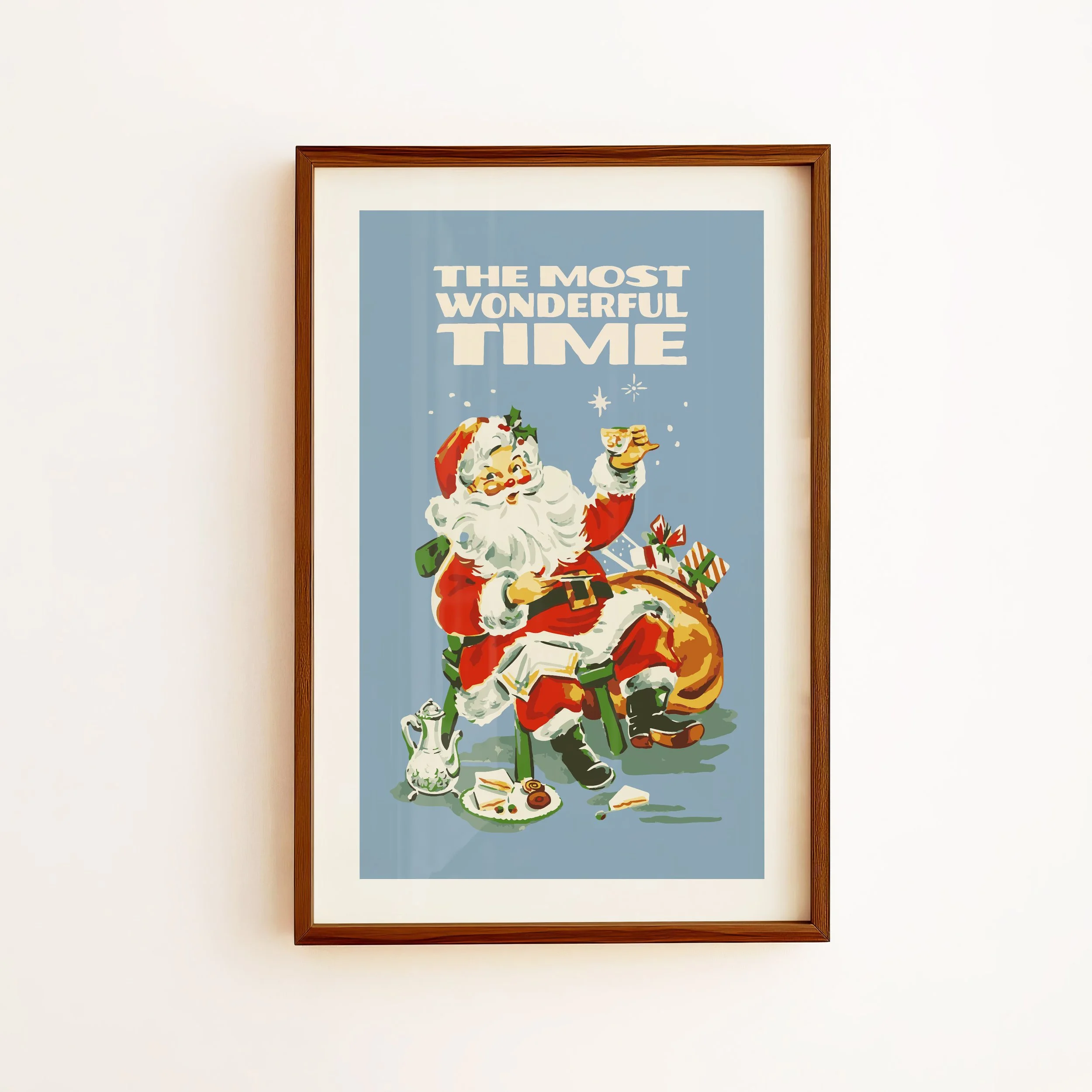 Most Wonderful Santa Print - Retro Christmas Poster