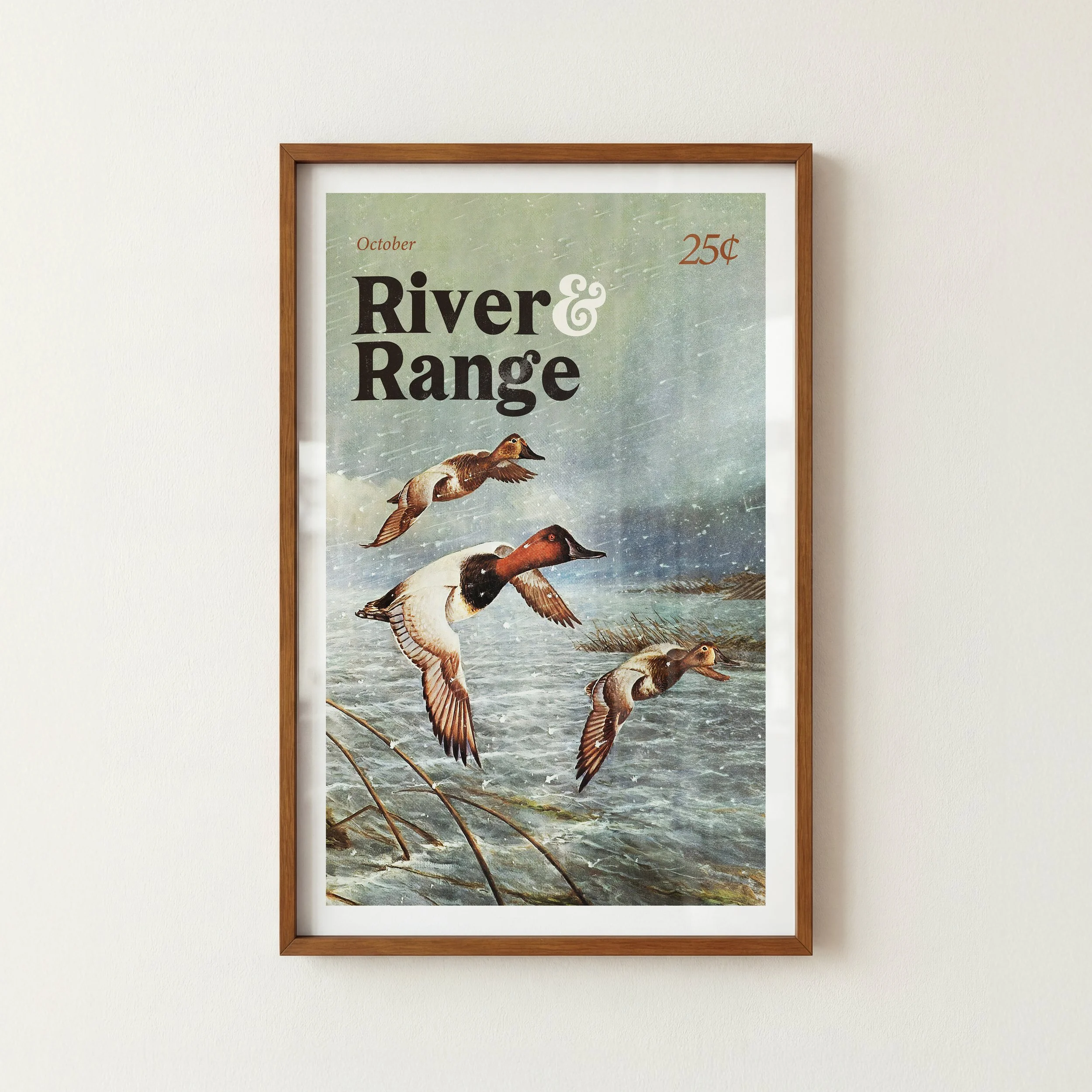 River Range Geese Hunting Print - Retro Wildlife Poster
