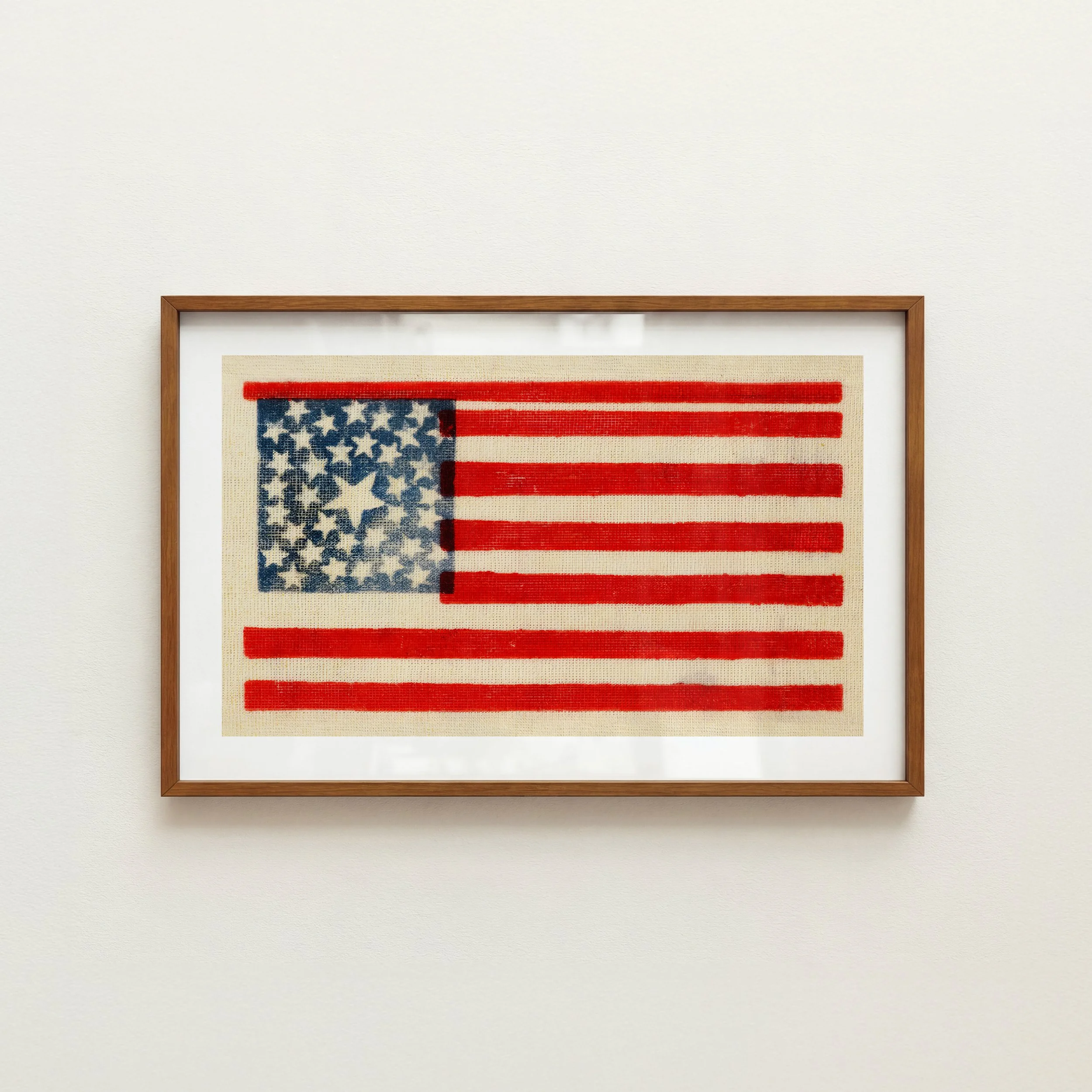 Old US Flag Print - Rustic Textile Poster