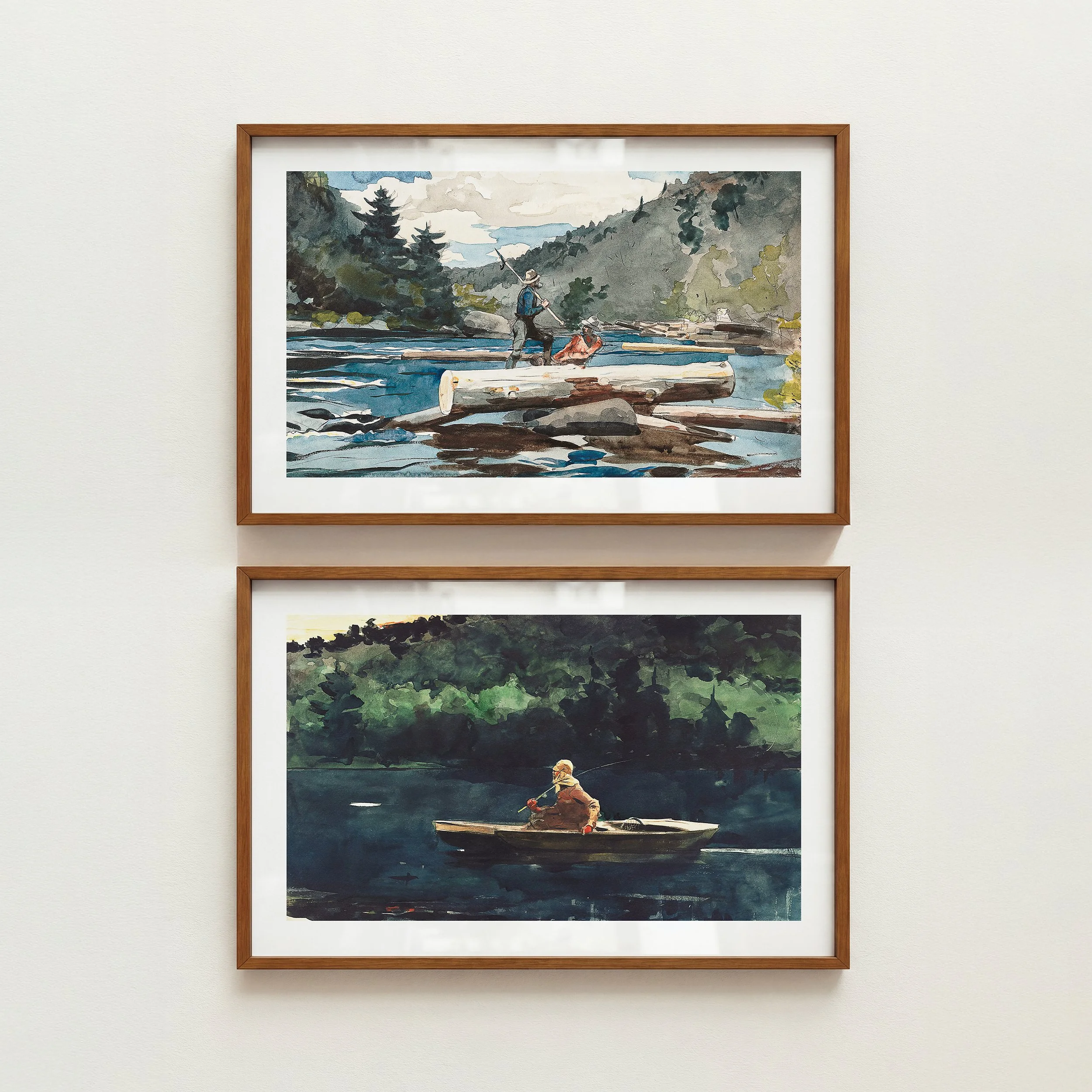 Vintage Hunt Fish Prints - Rustic Lake House Posters, Set of 2