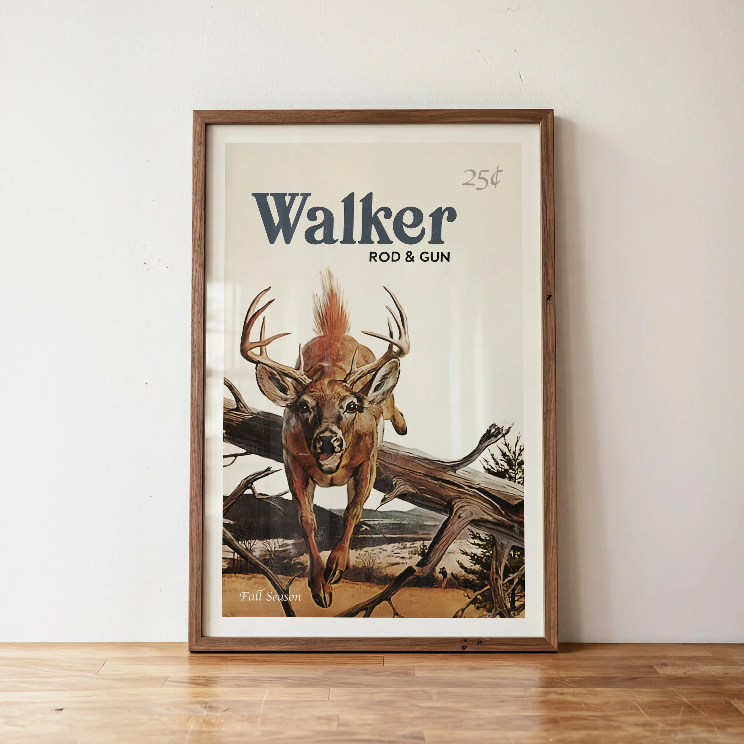 Walker Deer Hunting Print - Retro Wildlife Poster