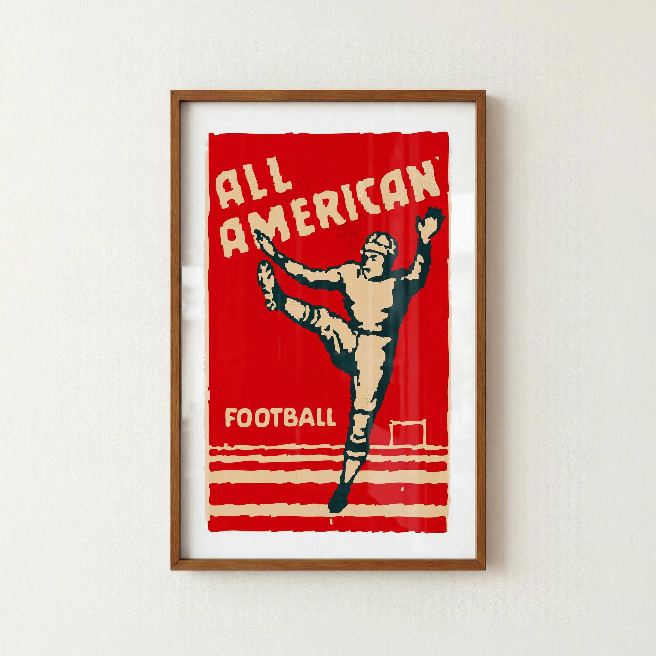 All American Football Print - Retro Sport Poster