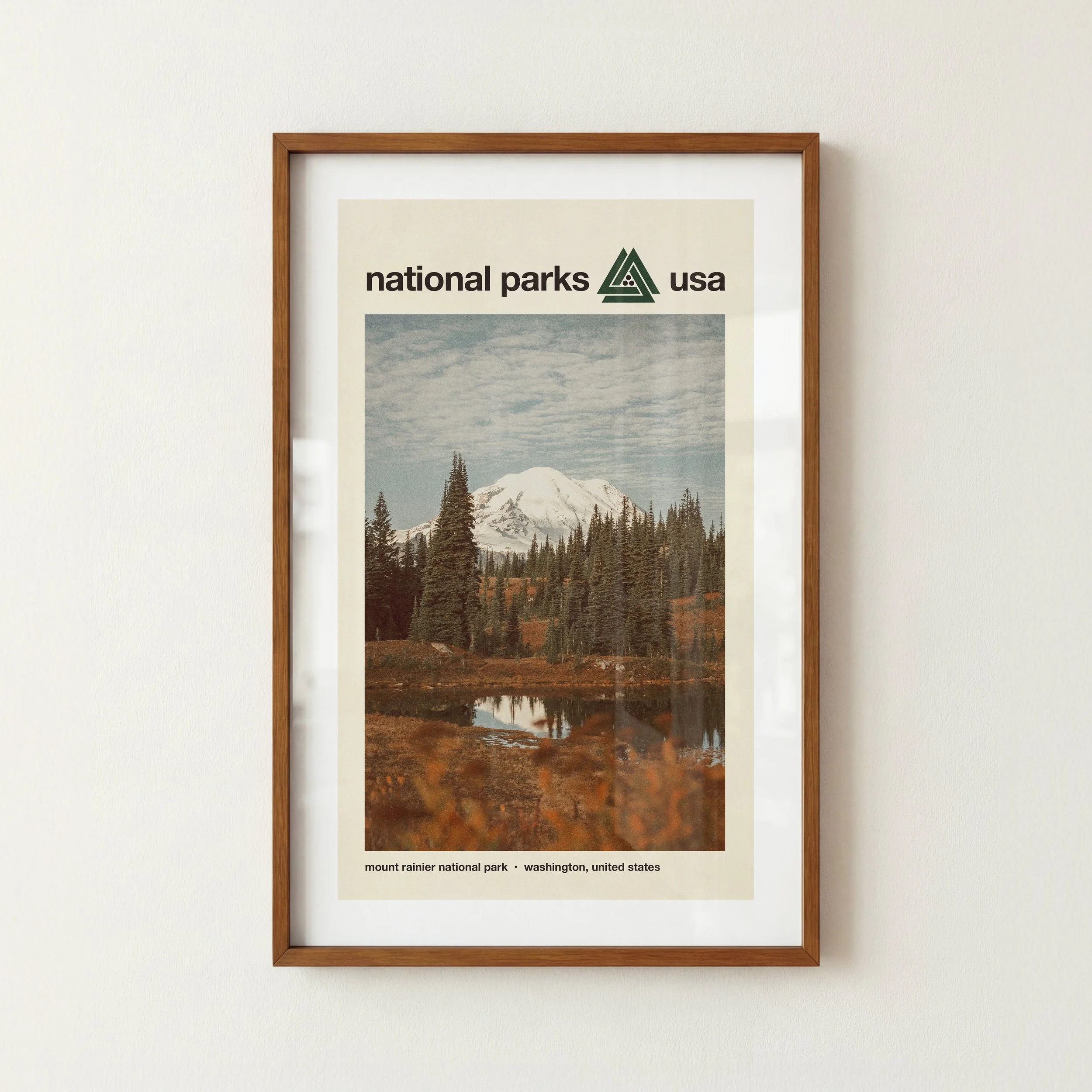 Mt Rainier National Park Print - Retro State Travel Poster