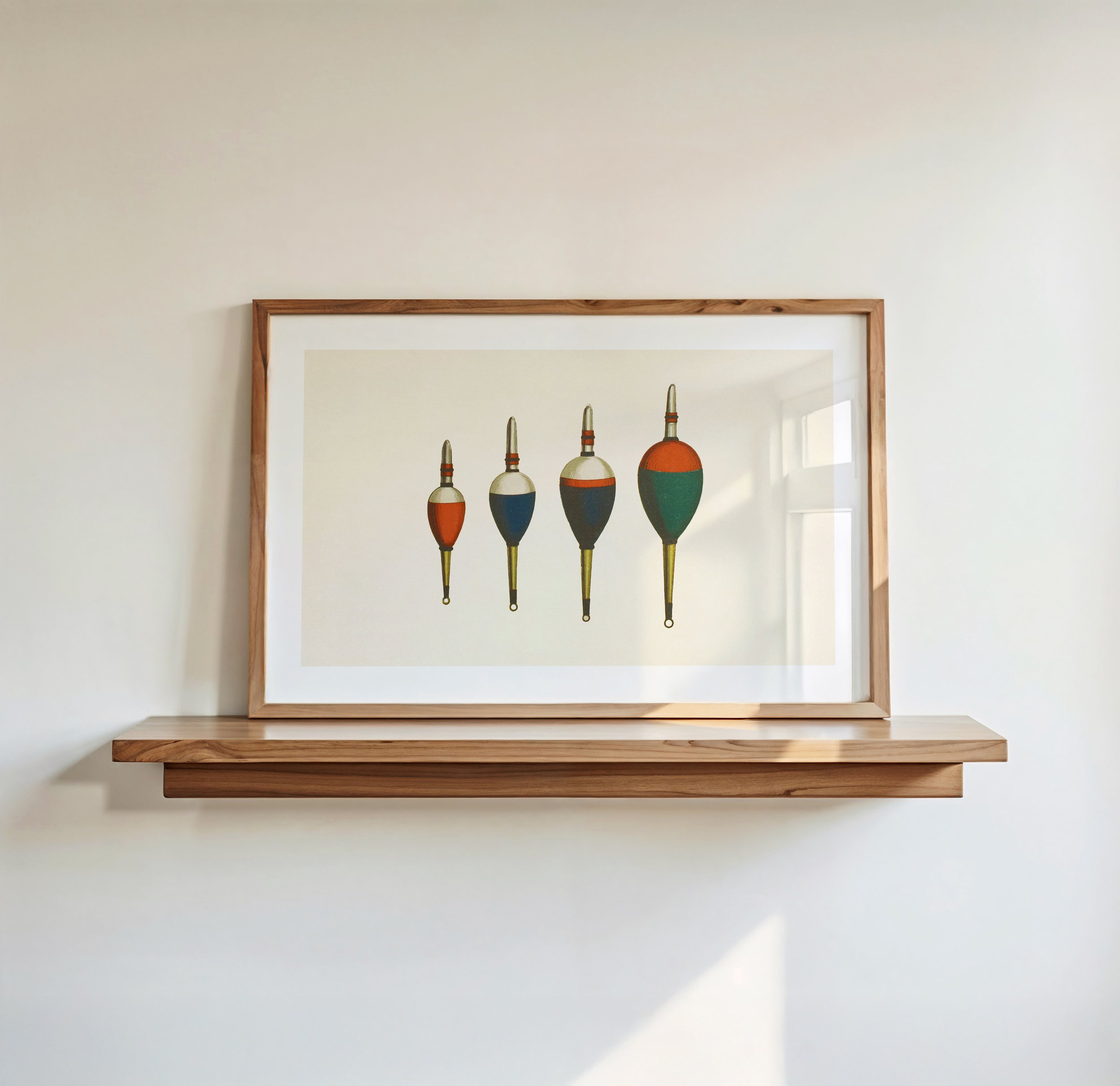 Retro Bobbers Print: Fishing Art Poster, Outdoorsy Wall Art