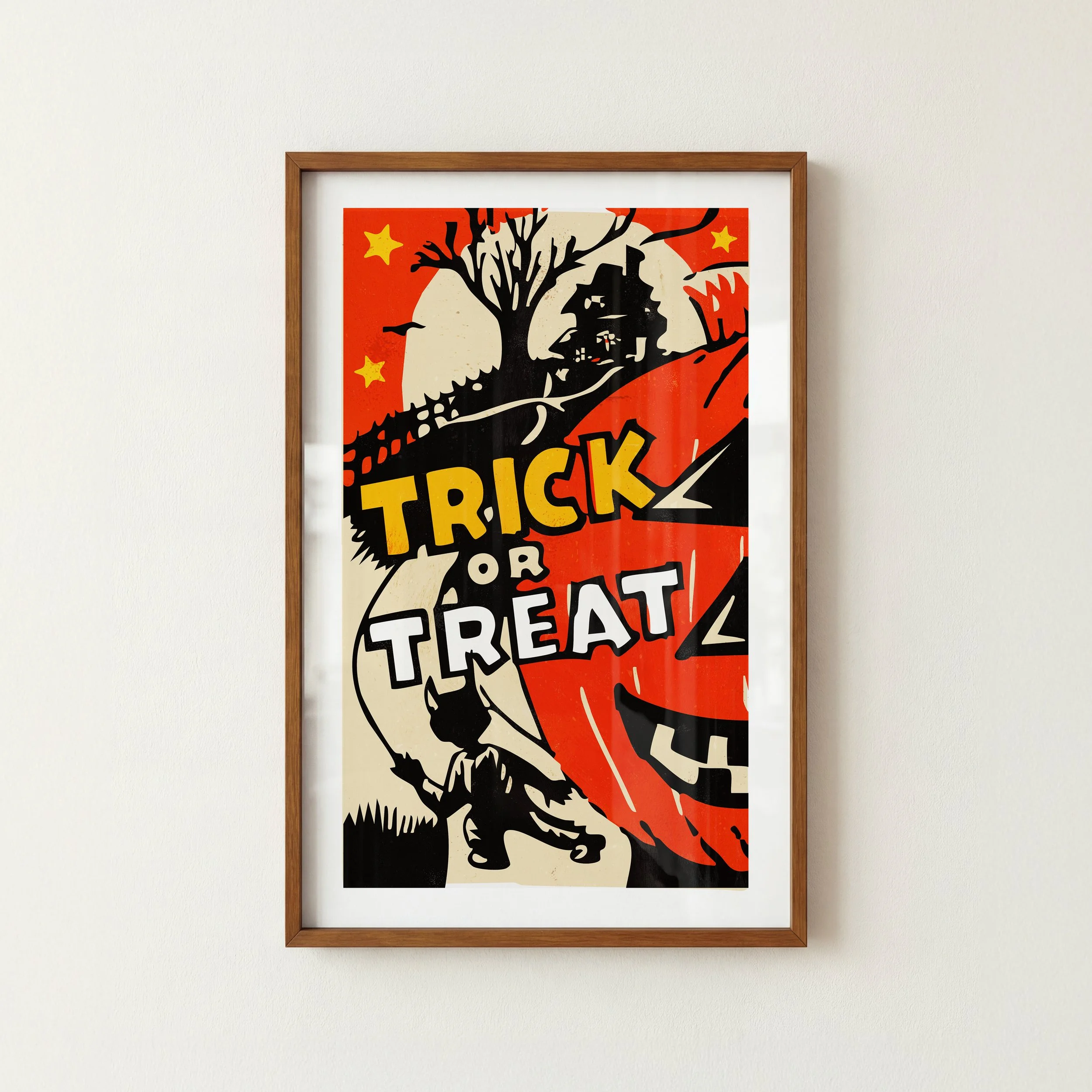 Trick or Treat Party Print - Retro Halloween Poster
