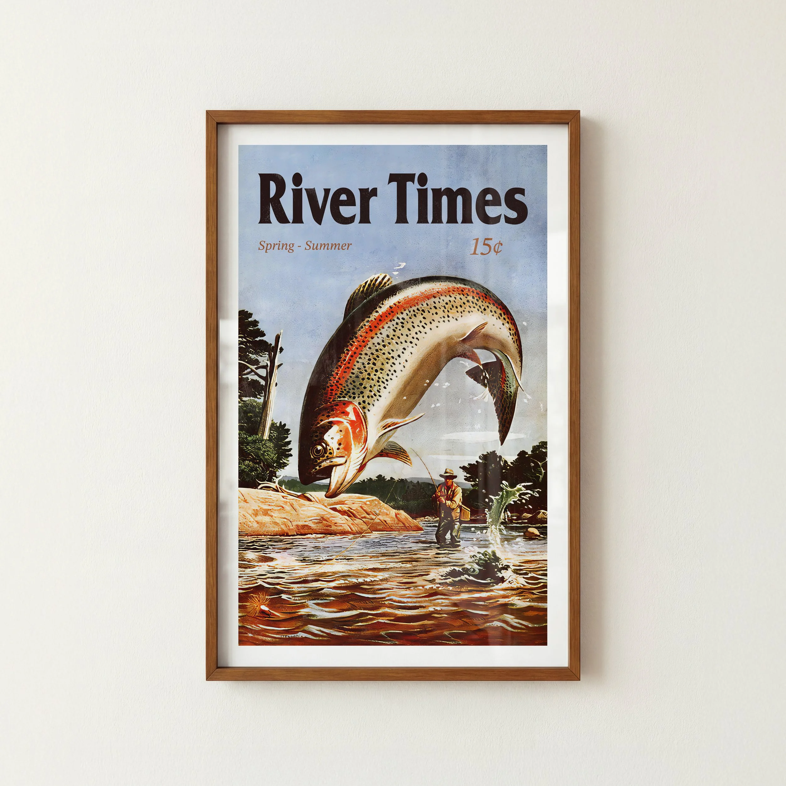 River Times Trout Print - Retro Wildlife Poster