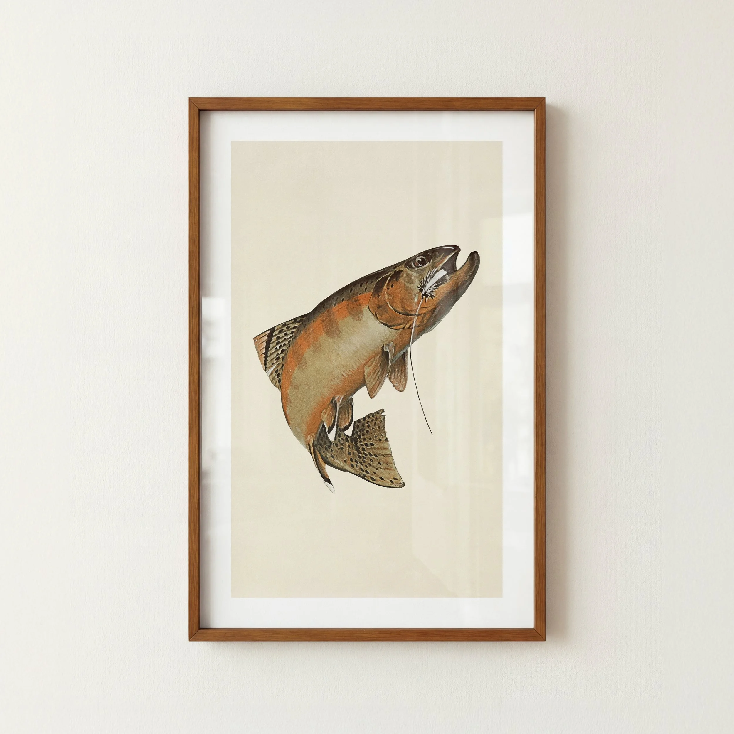 Leaping Trout Print - Retro Wildlife Poster