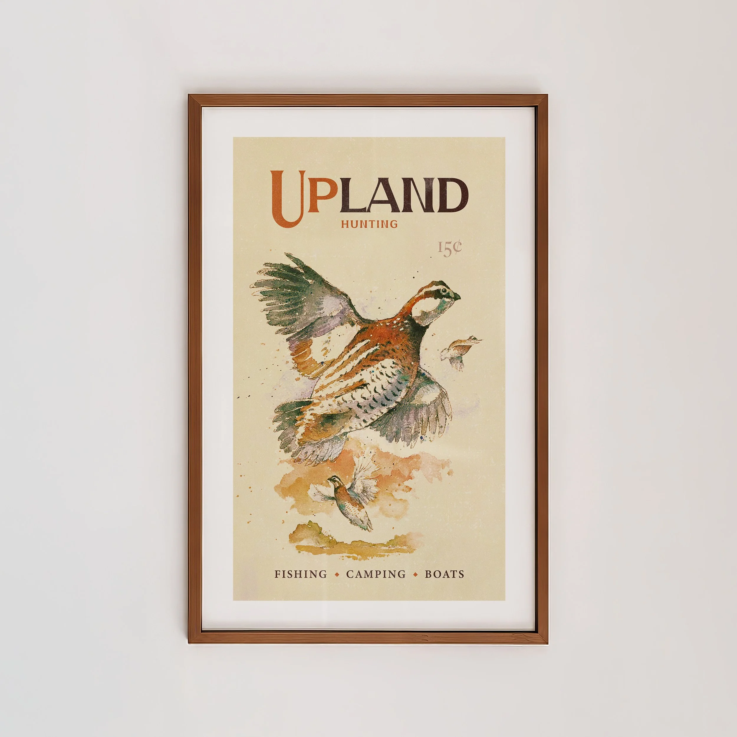 Quail Hunting Print - Retro Wildlife Poster