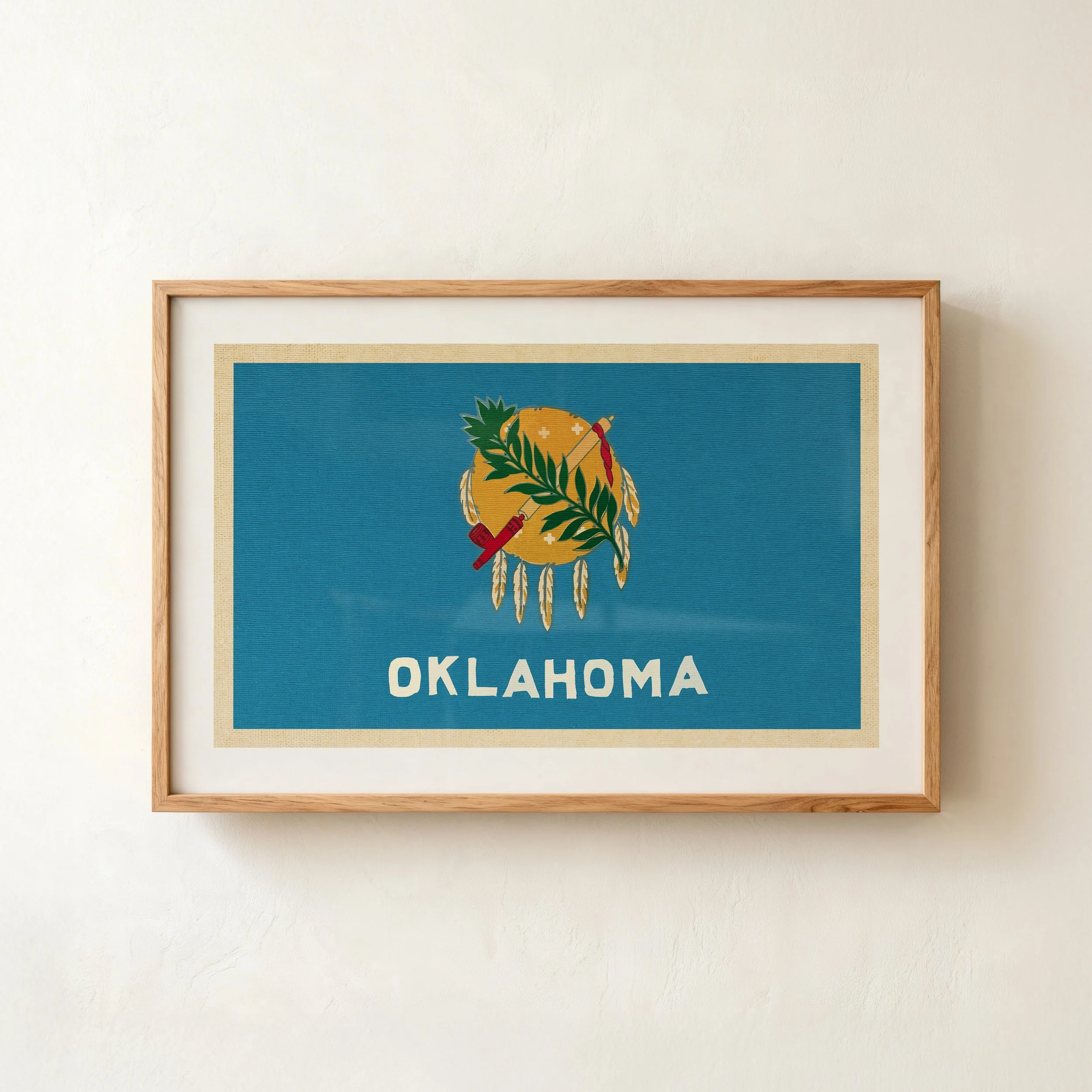 Retro Oklahoma Flag Print - Rustic Pennant Style Poster