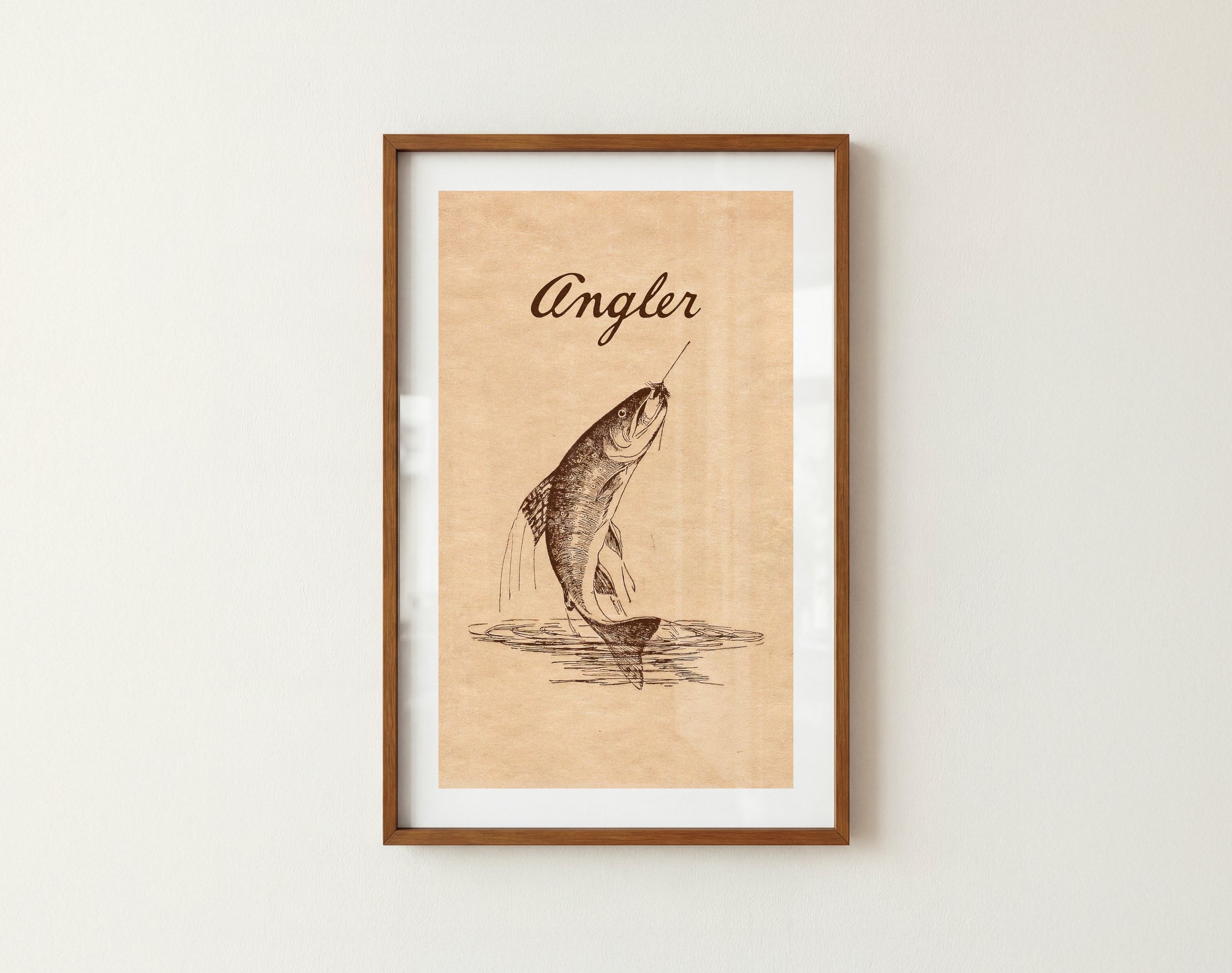 Rustic Trout Angler Print: Retro Outdoors Art