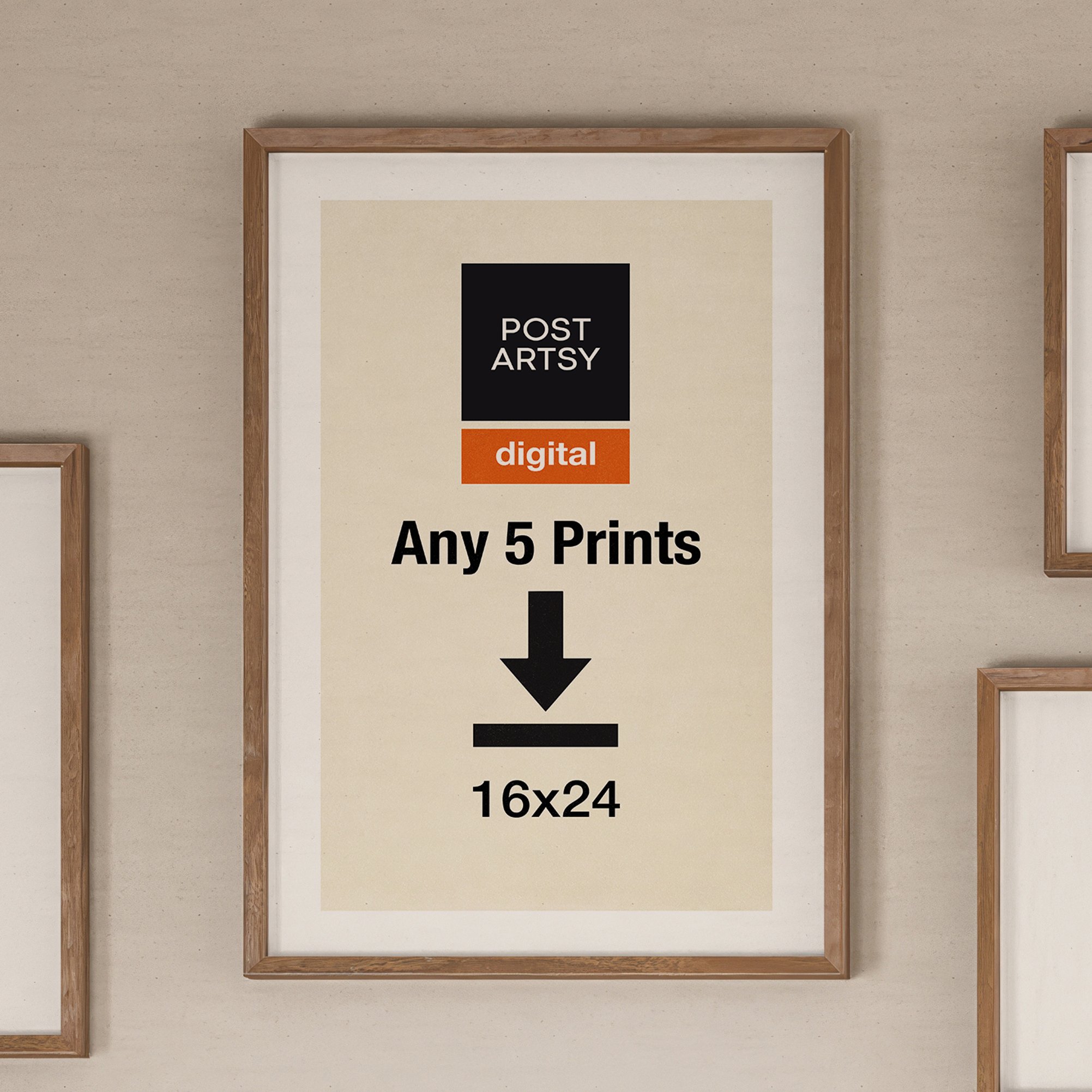 PostArtsy Digital - Any 5 Prints Digital Download | Choose Your Art, Size 16x24