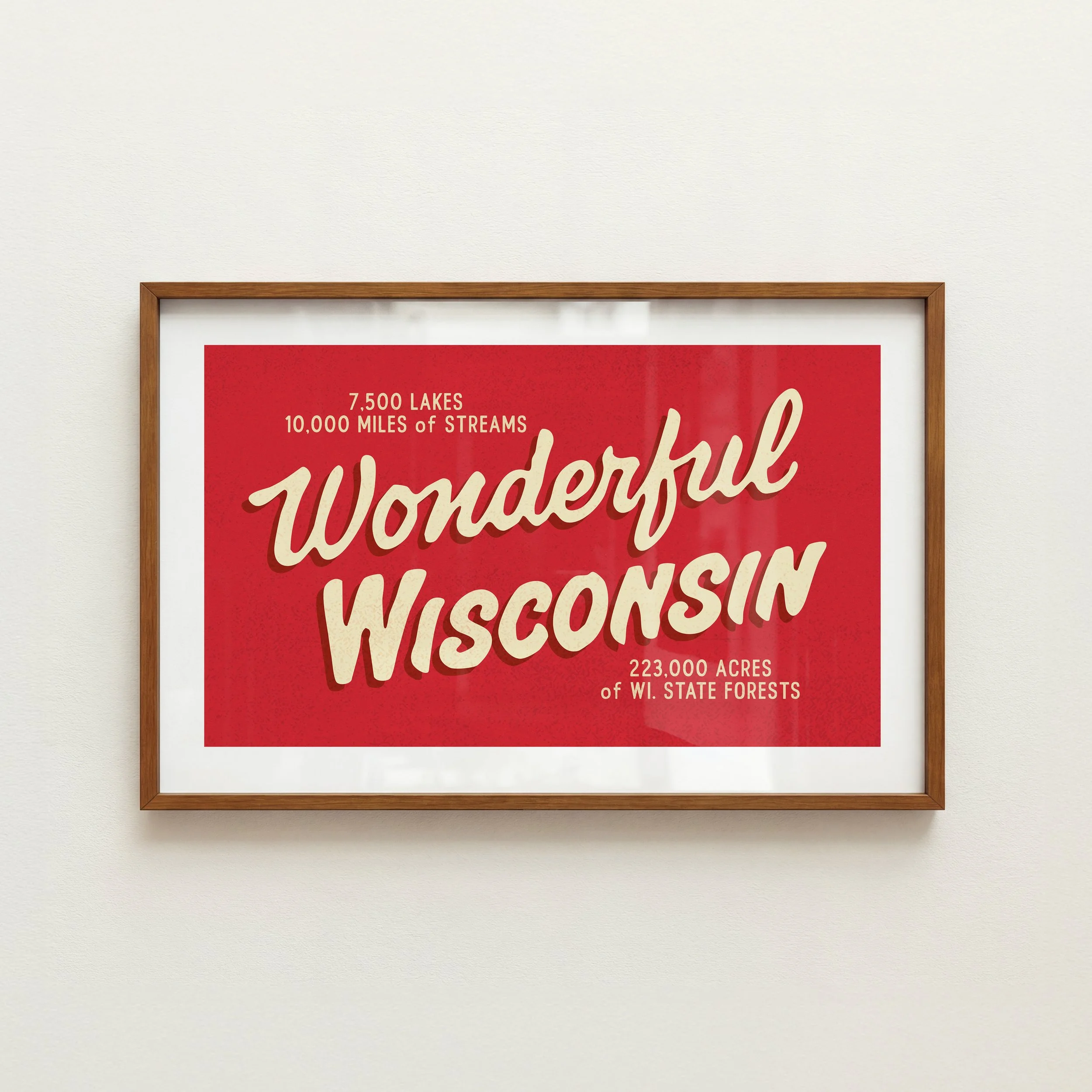 Wonderful Wisconsin Print - Retro State Travel Poster