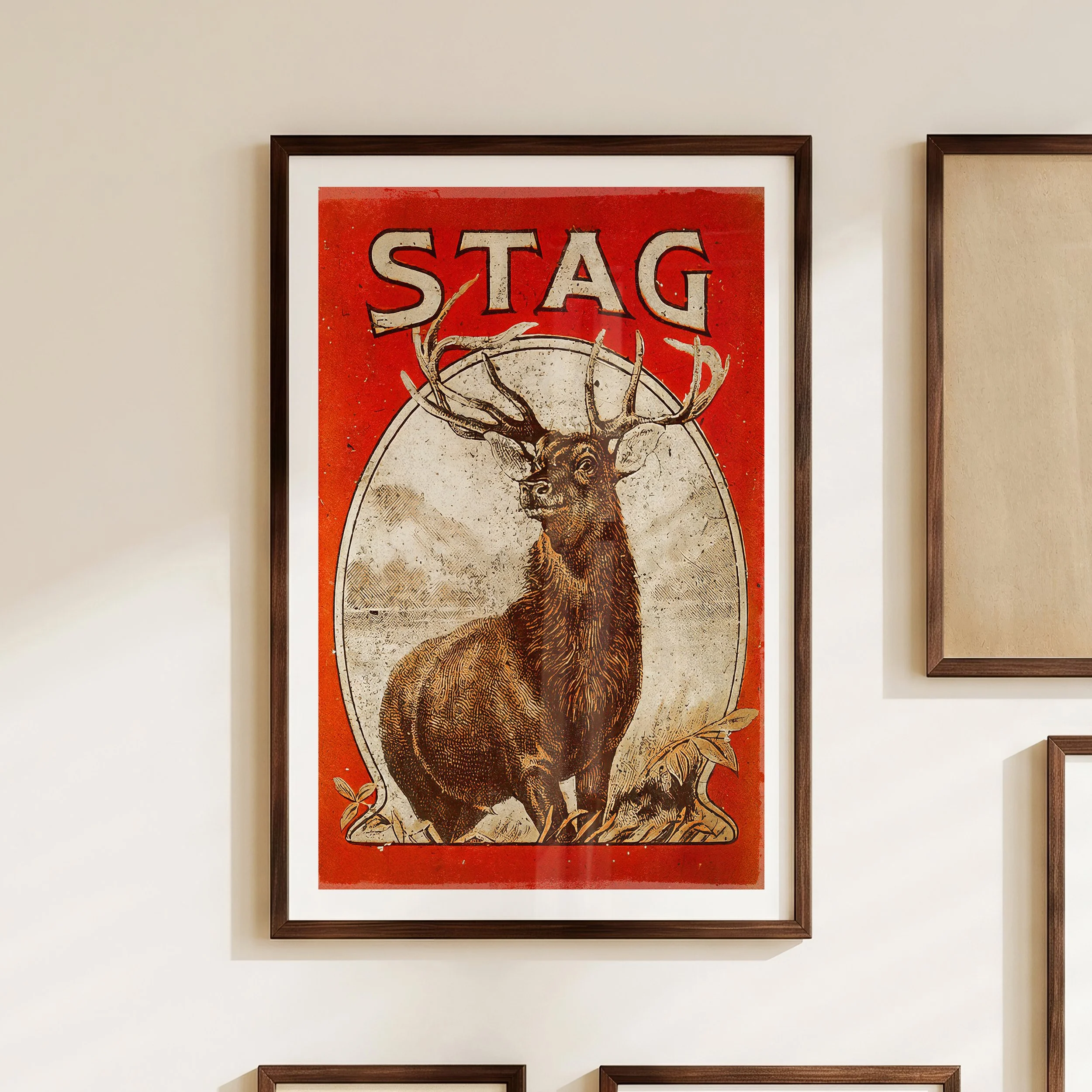Hunters Stag Print - Retro Wildlife Poster