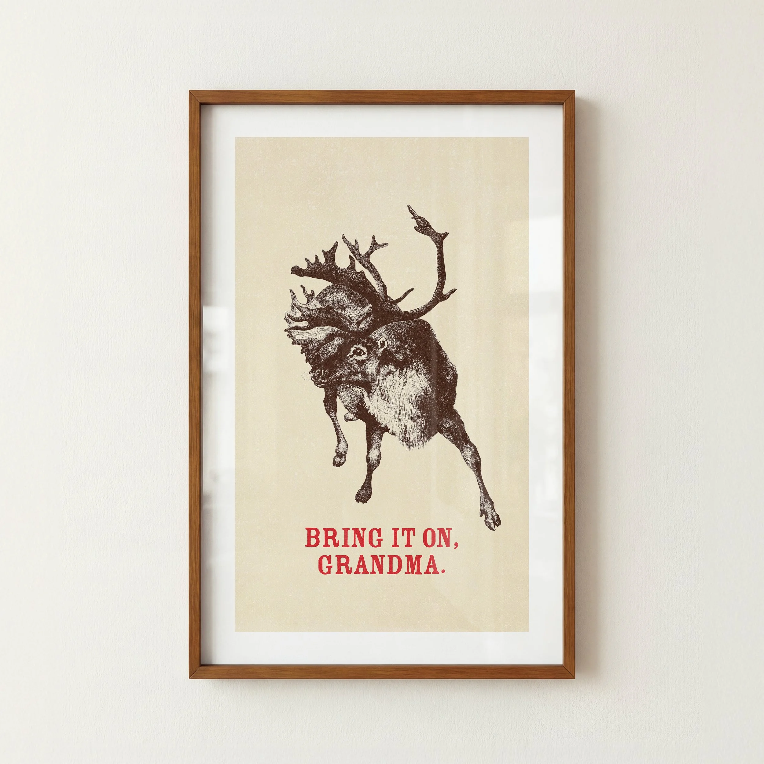 Grandma Reindeer Print - Retro Christmas Poster