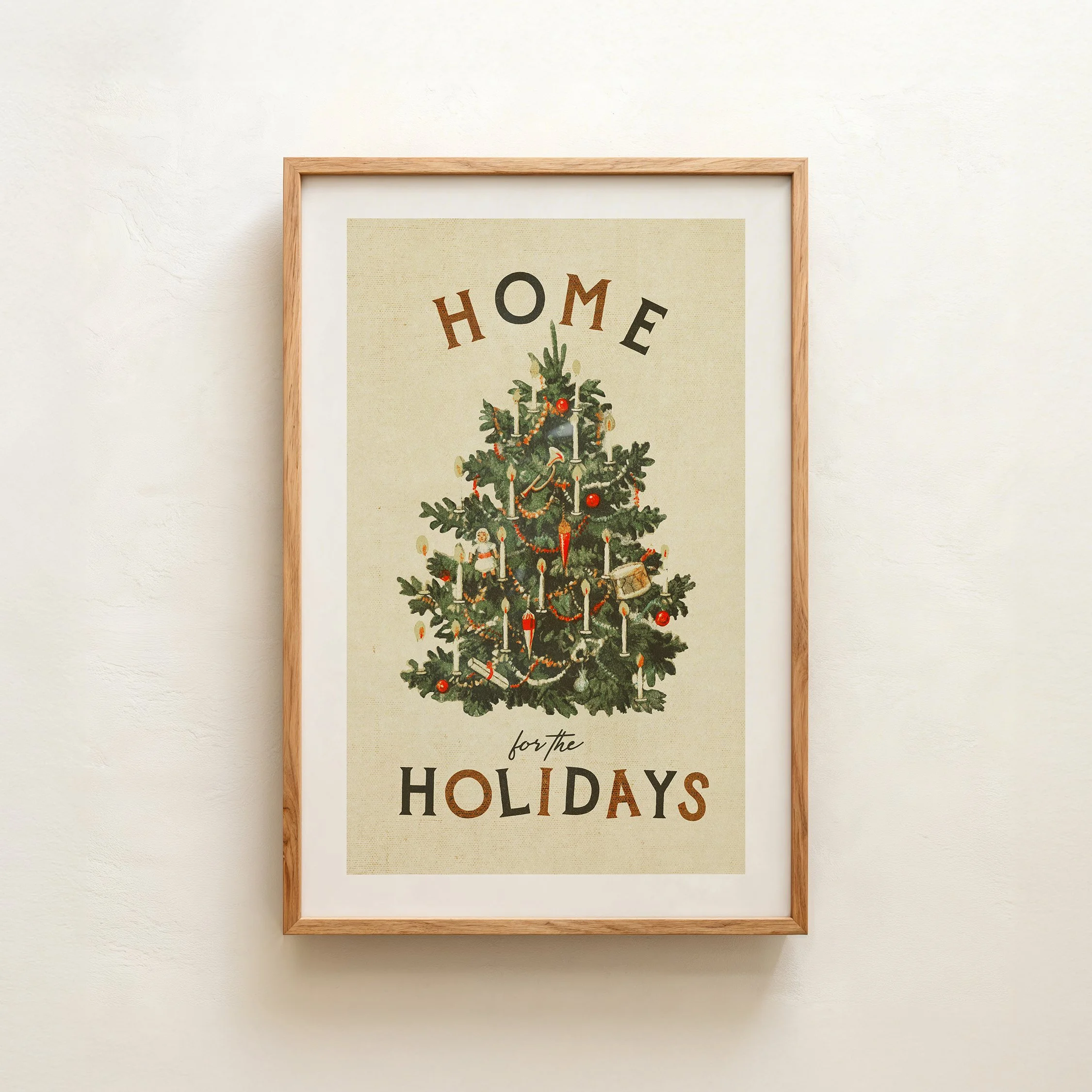Home for the Holidays Print - Retro Christmas Poster
