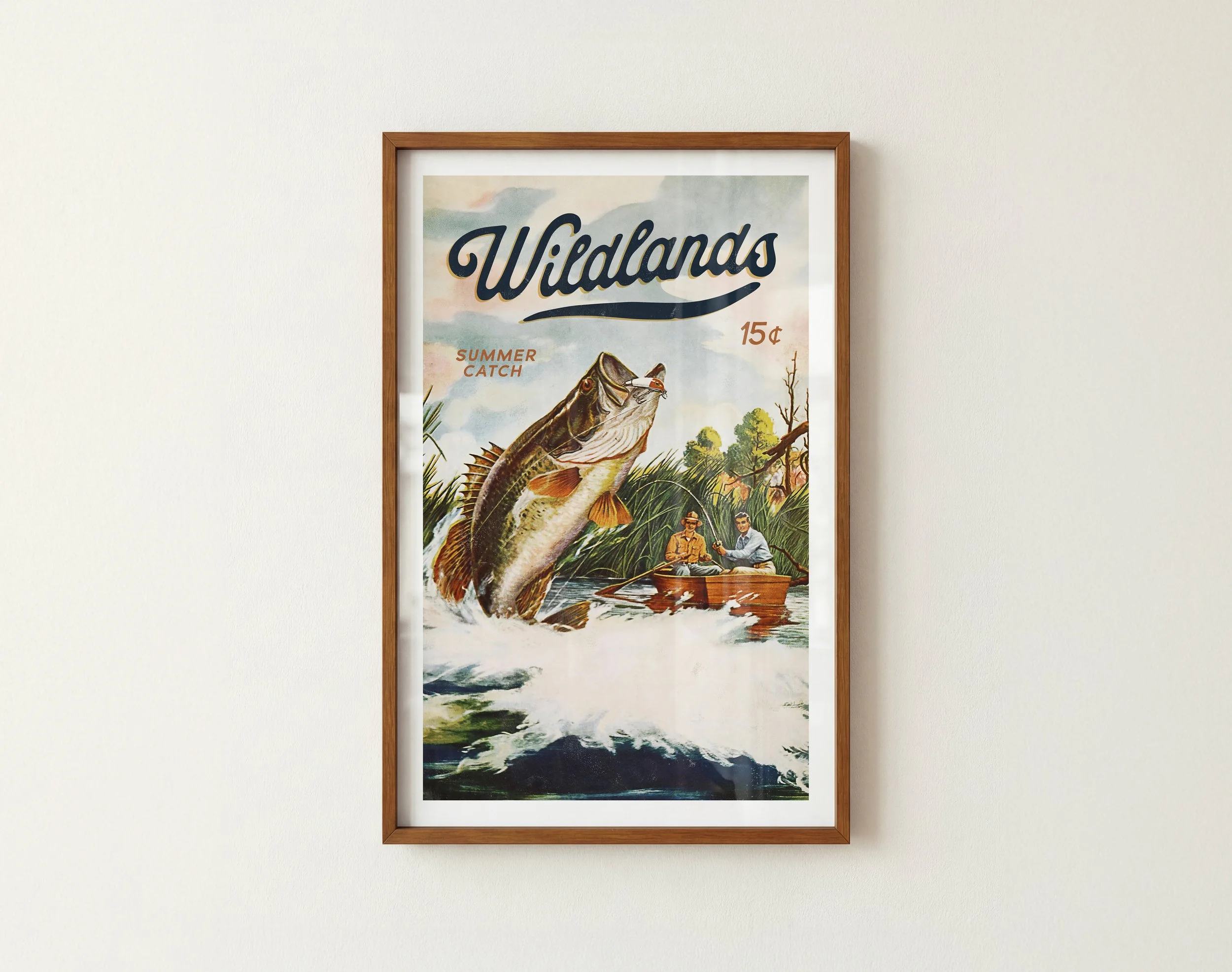 Retro Fishing Art Print: Wildlands Poster, Angler Wall Decor