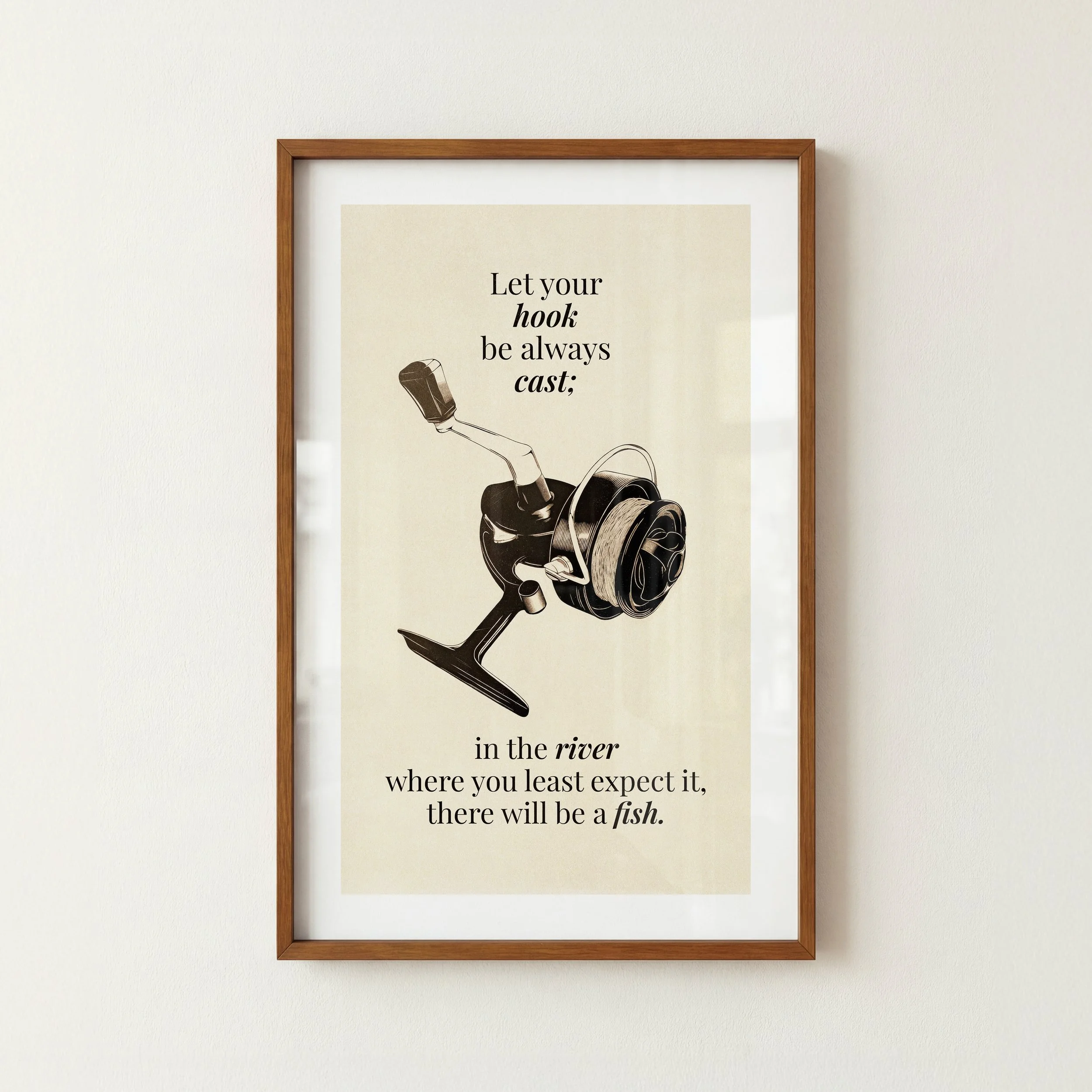 Cast the River Quote Print - Retro Fishing Poster