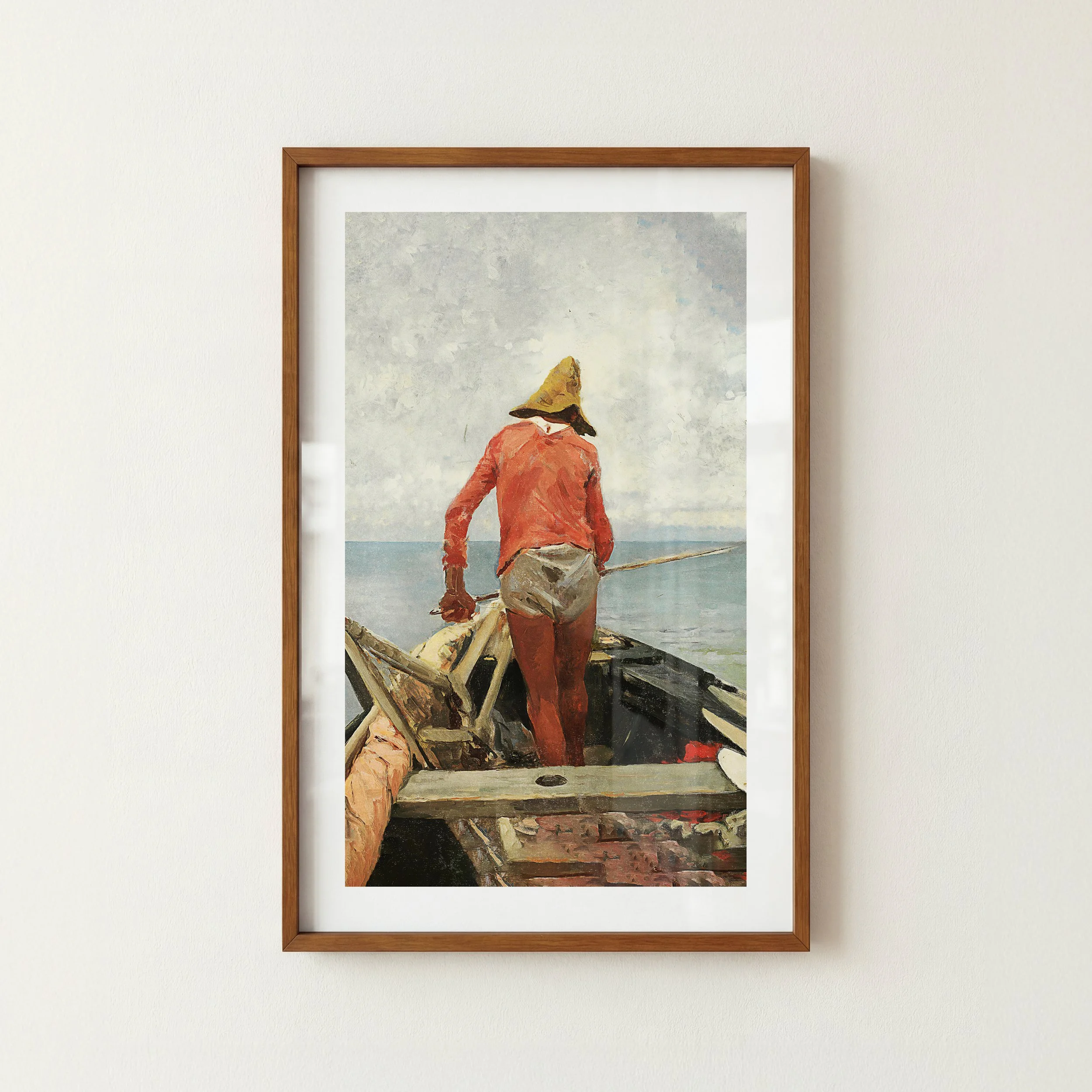 Vintage Fisherman Print - Rustic Lake House Poster