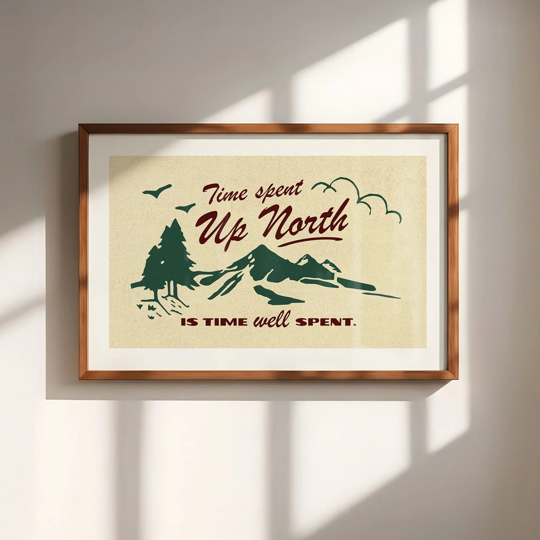 Time Up North Print - Retro Lake House Poster