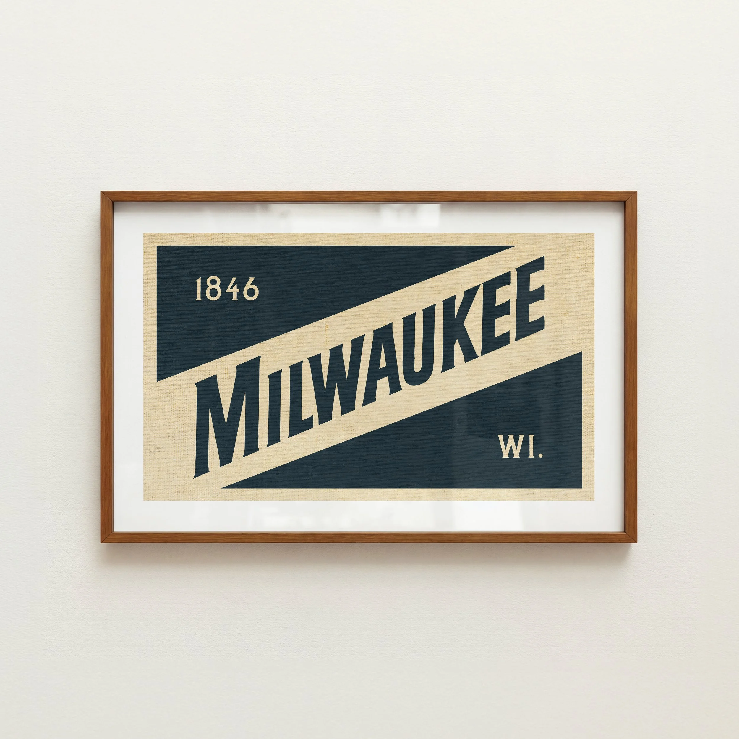 1846 Milwaukee Print - Rustic Pennant Style Poster