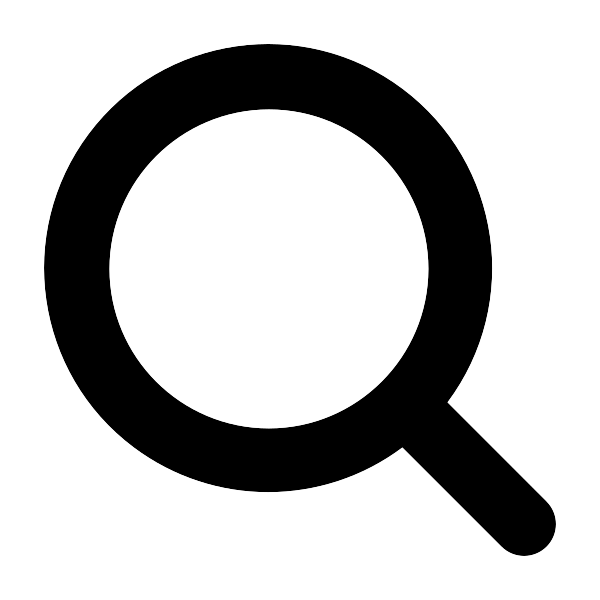 Magnifying glass icon on a black background